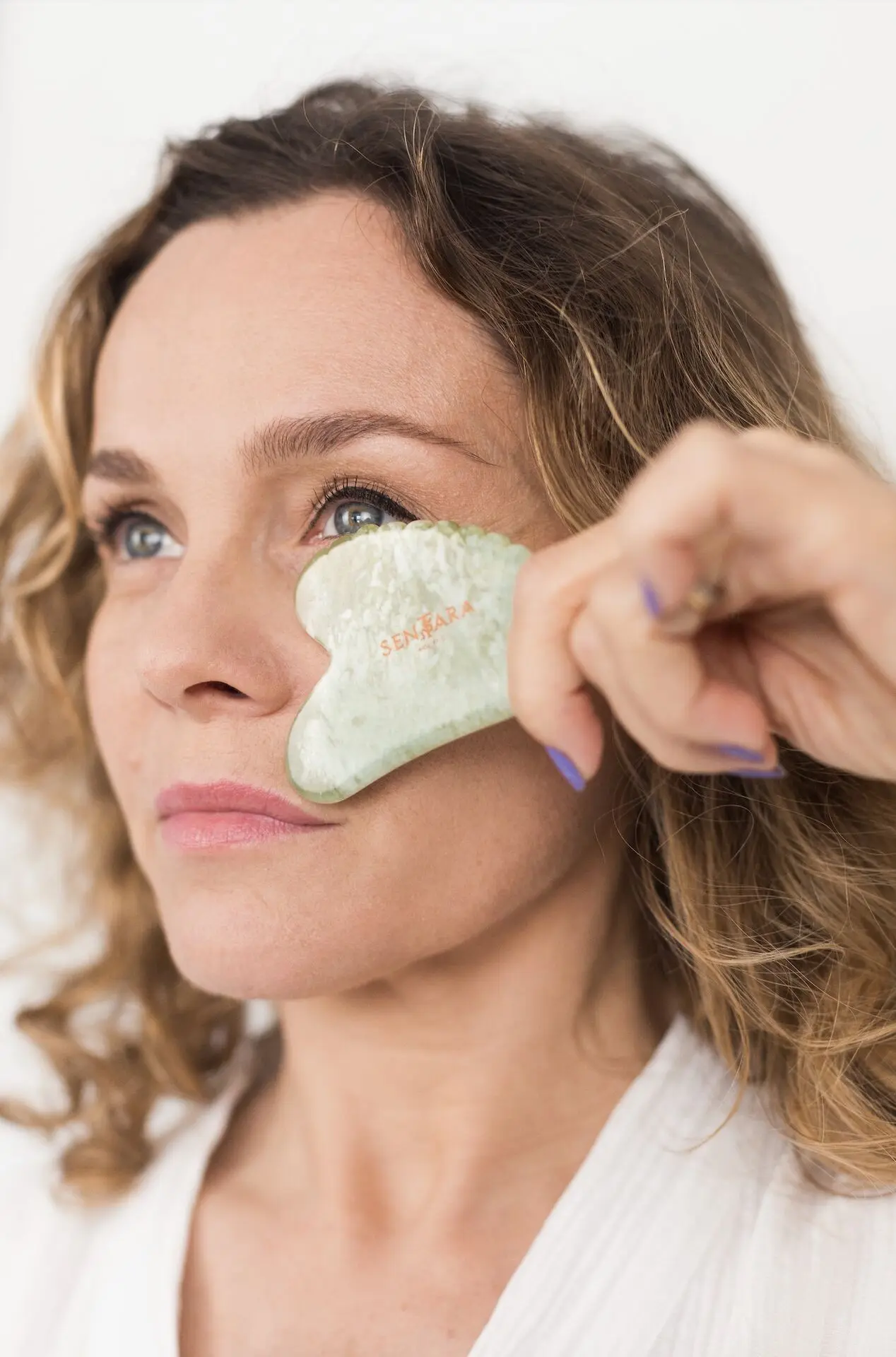 Green Jade Teeth Heart Gua Sha - Massage Tool