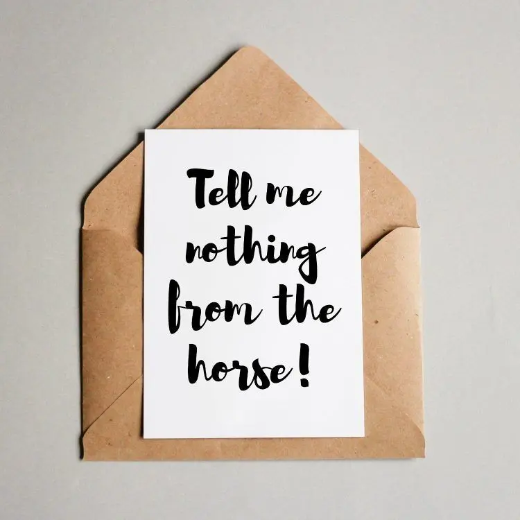 Postcard Don't tell me about the horse!