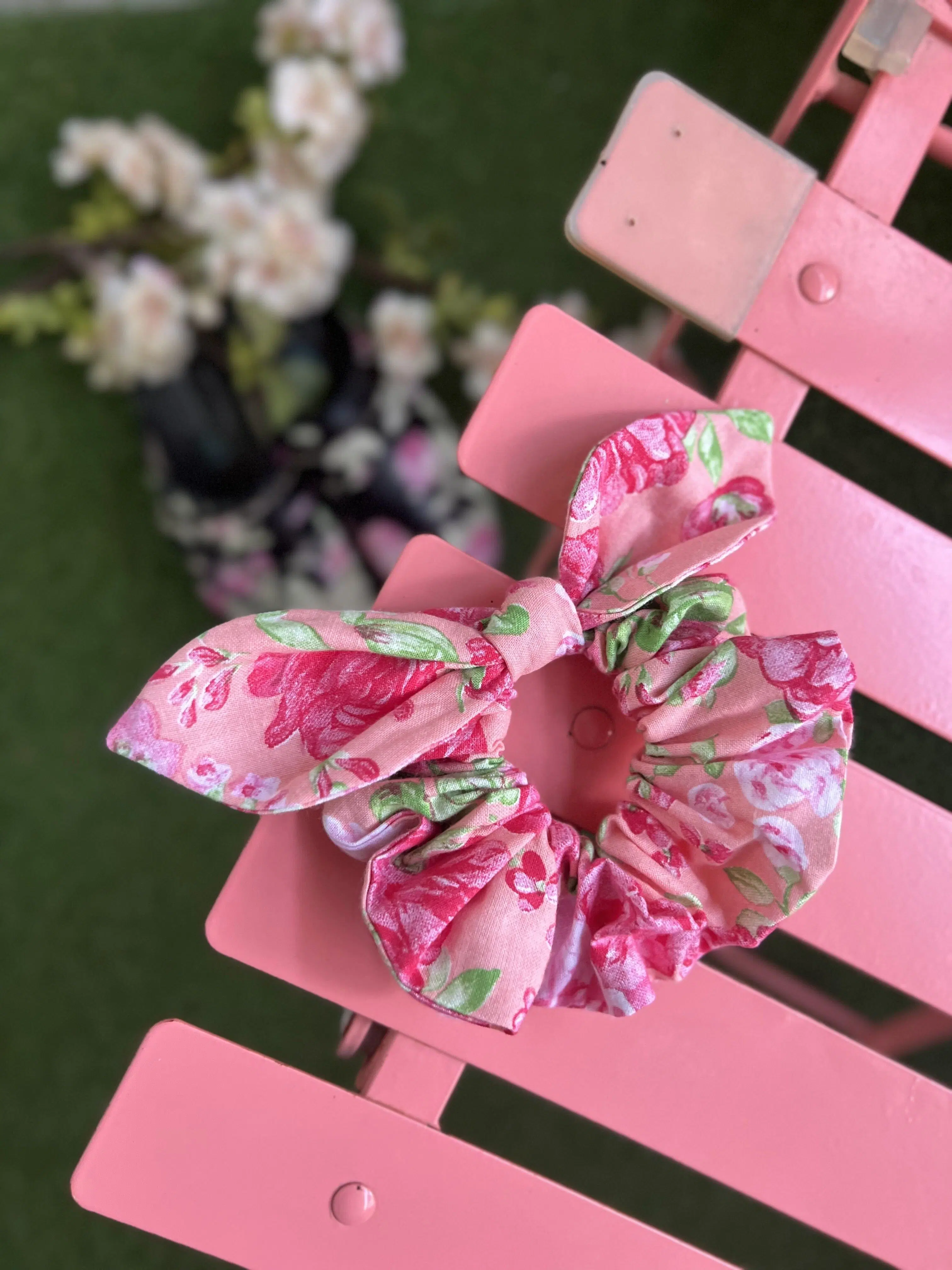 Barbie pink flower scrunchie - Maxi bow