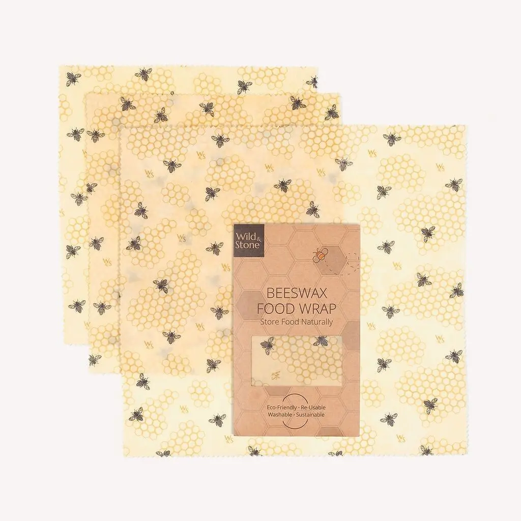 Bienenwachs-Lebensmittelverpackungen – Wabenmuster – 3er-Pack (2 x mittel, 1 x groß)