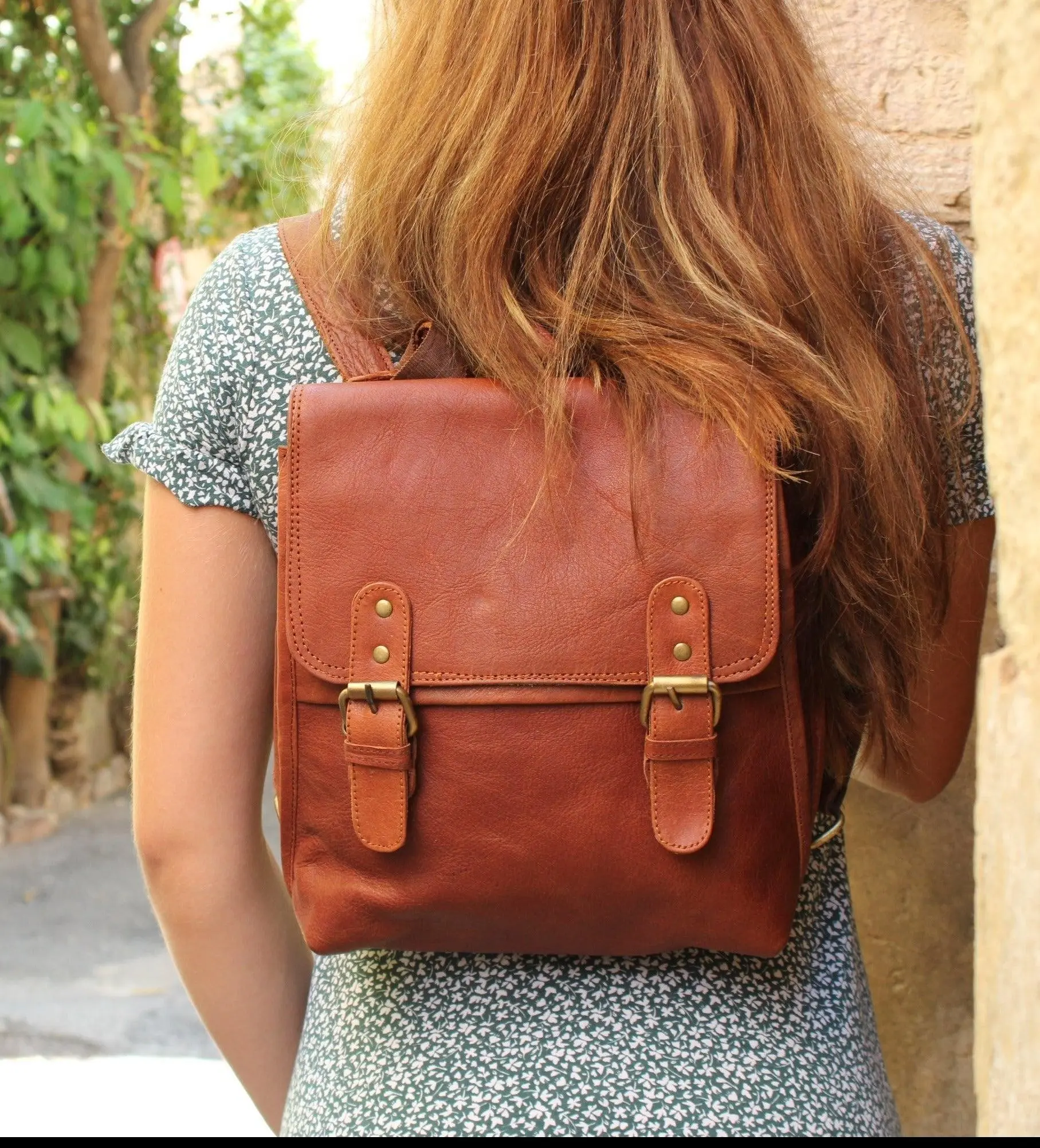Sac à dos convertible en sac bandoulière en cuir naturel - GOVIND CAMEL