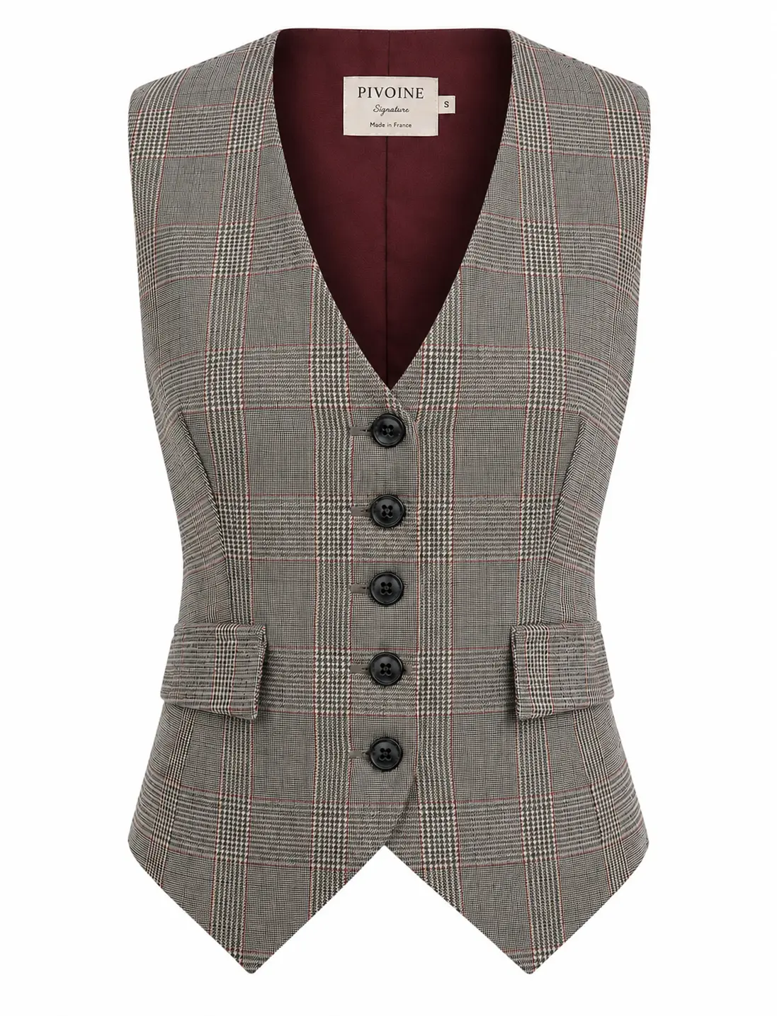 Veston Académia Prince de Galles Gris/Bordeaux Coton