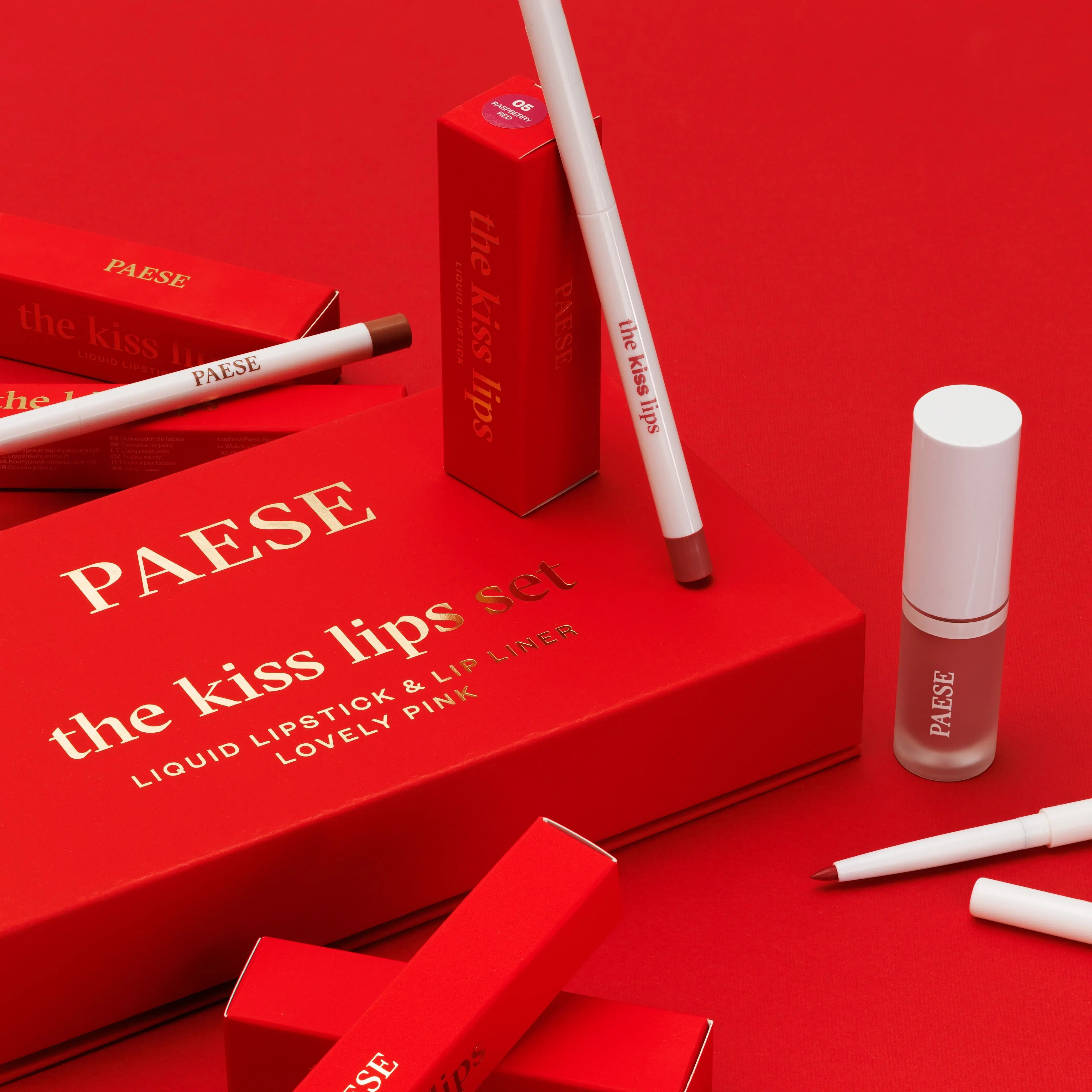 Ideal para San Valentín - Set de regalo "The Kiss Lips" - Lápiz labial y delineador de labios a juego - 01 Nude Beige - Paese