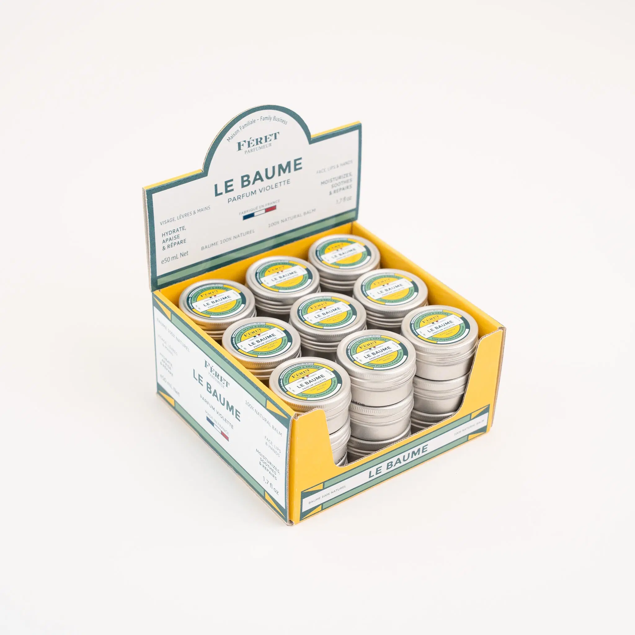 Display of 27 violet balms 15 ml