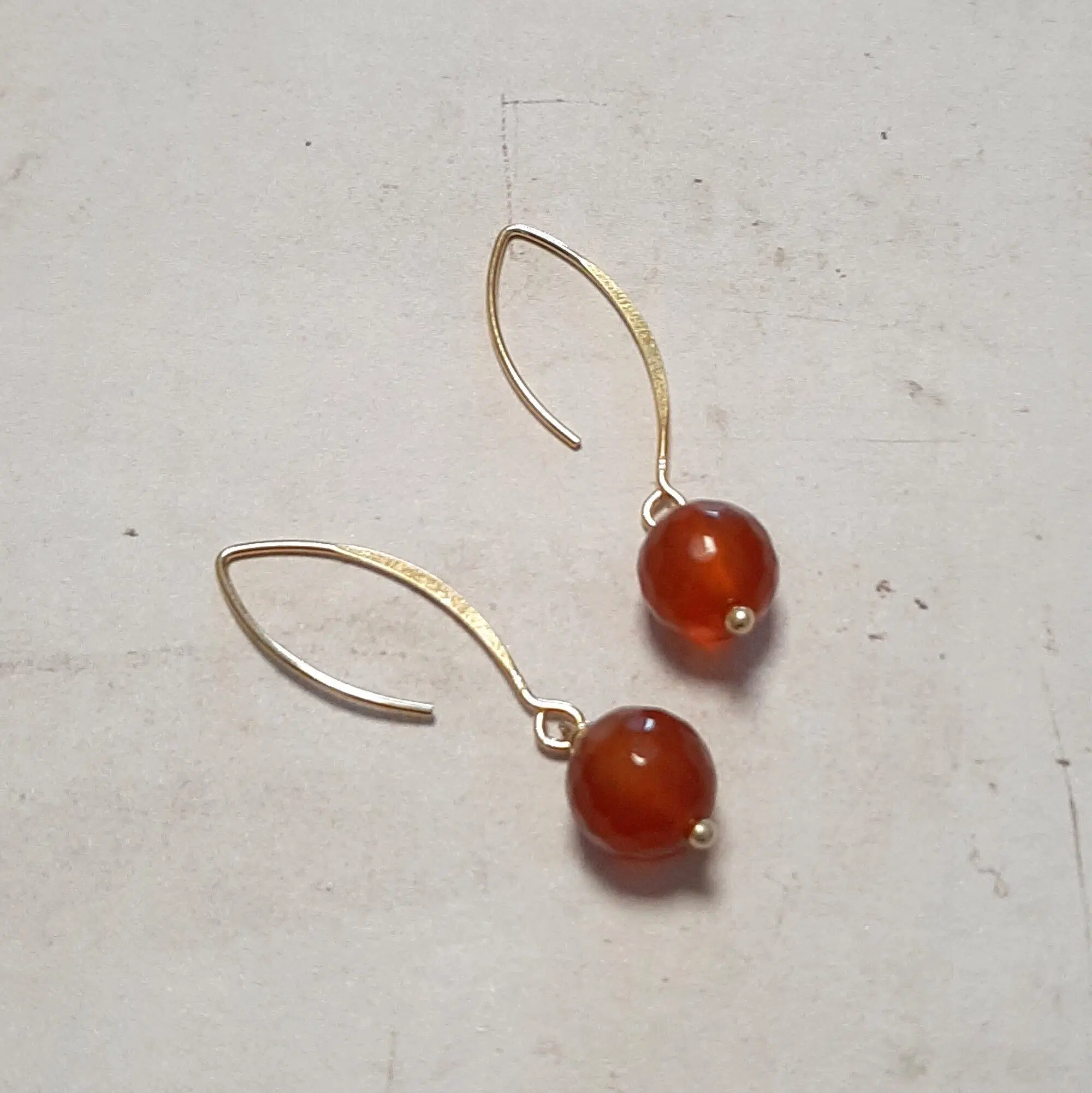 Carnelian Earrings in 925 Silver Gold