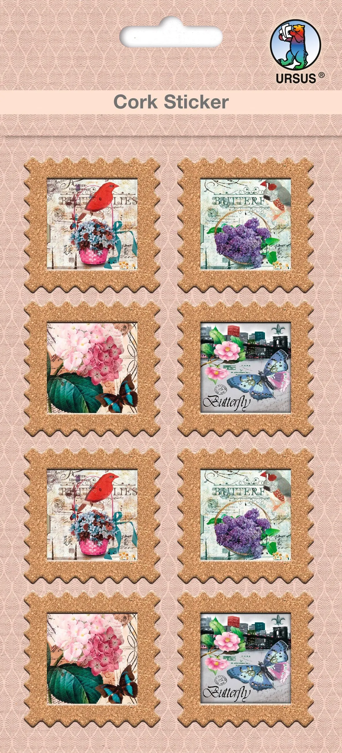 cork sticker "Stamp Butterfly"