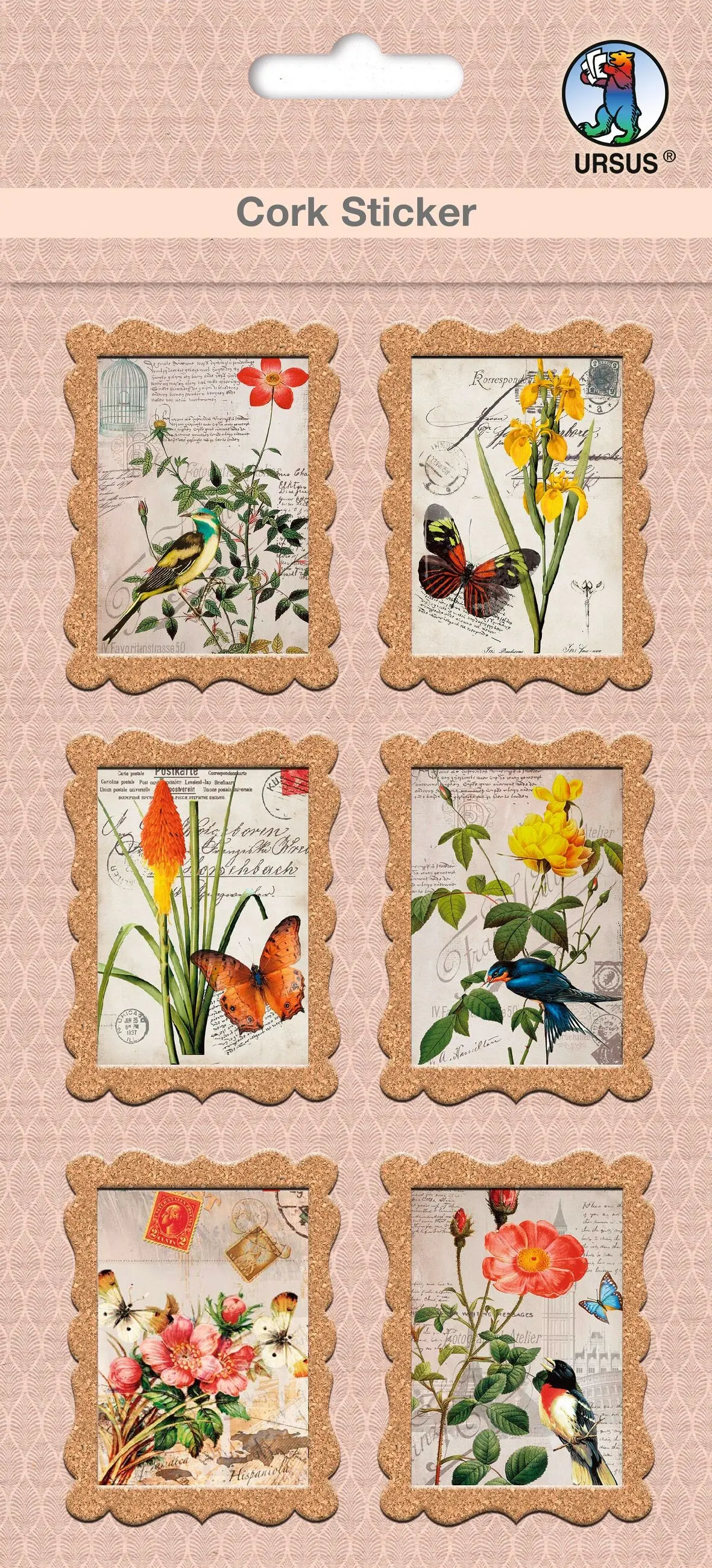 cork stickers "Stamps Flora & Fauna"