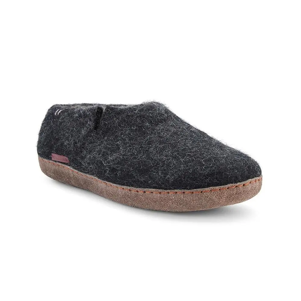 Classic Shoe - Filzhausschuh mit  Ledersohle, schwarz