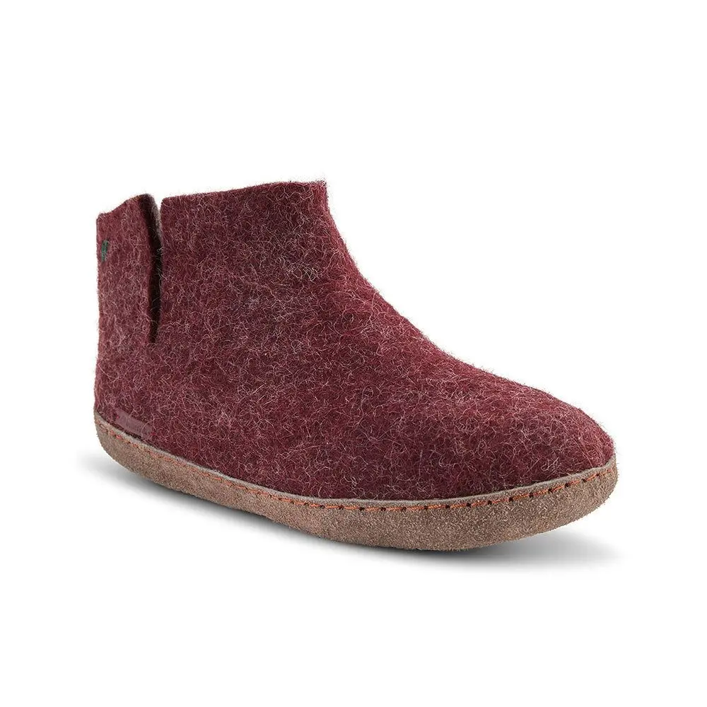 Classic Boot - Filzhausschuh mit Ledersohle, dunkelrot
