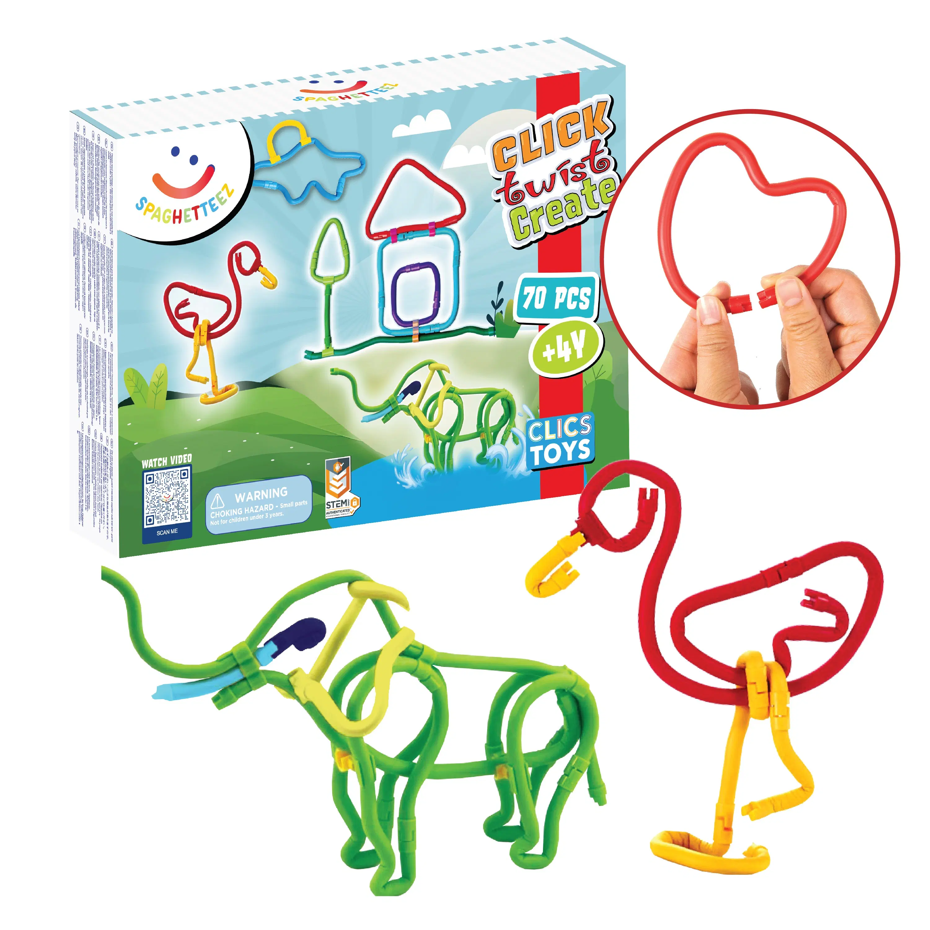 Spaghetteez 70stuks set- flexibele bouwstaafjes- knutselen meisjes jongens