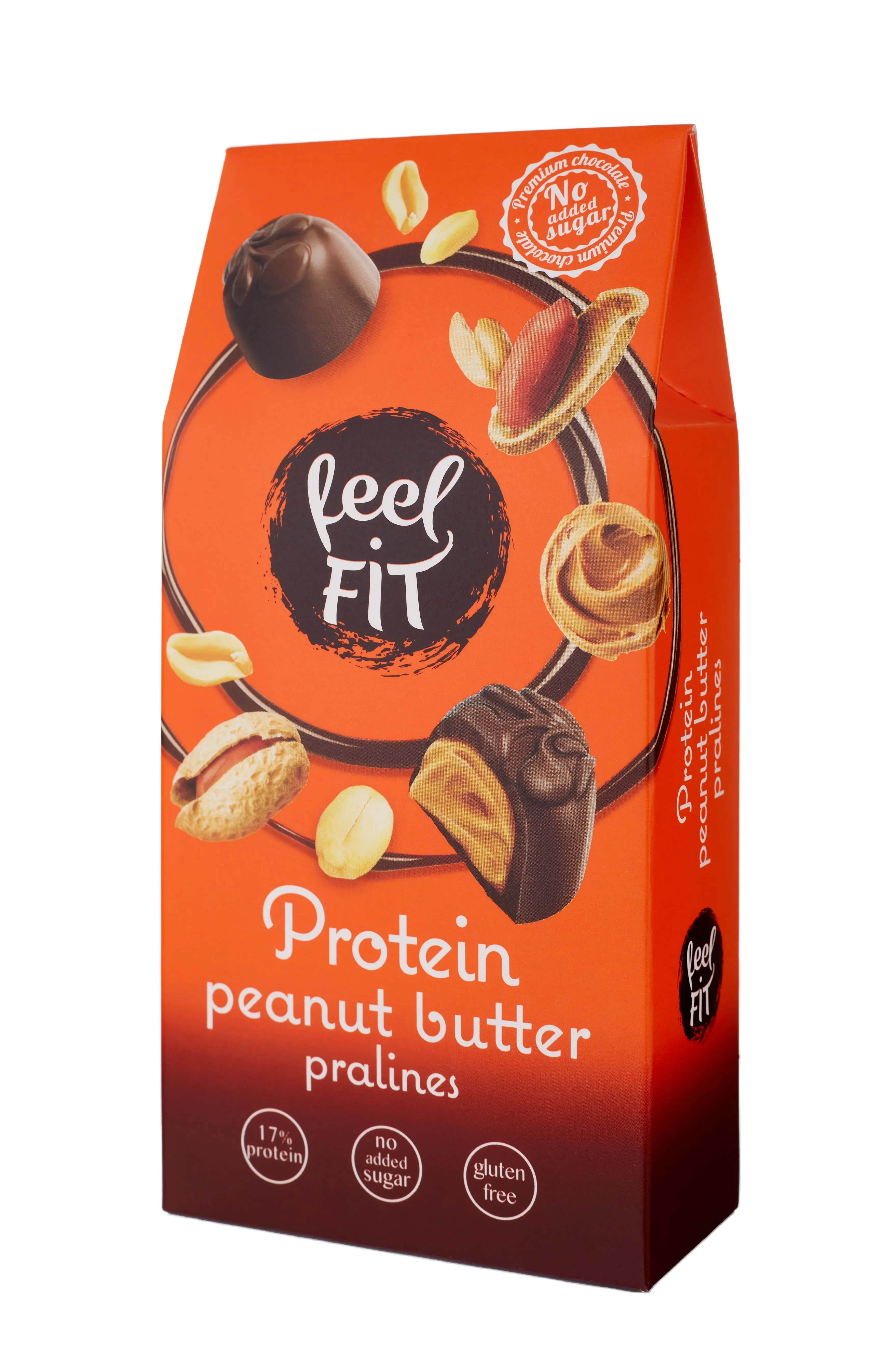 Feel FIT Protein Peanut Butter Pralines in Milk Chocolate, 17% Protein, No Added Sugar 66g