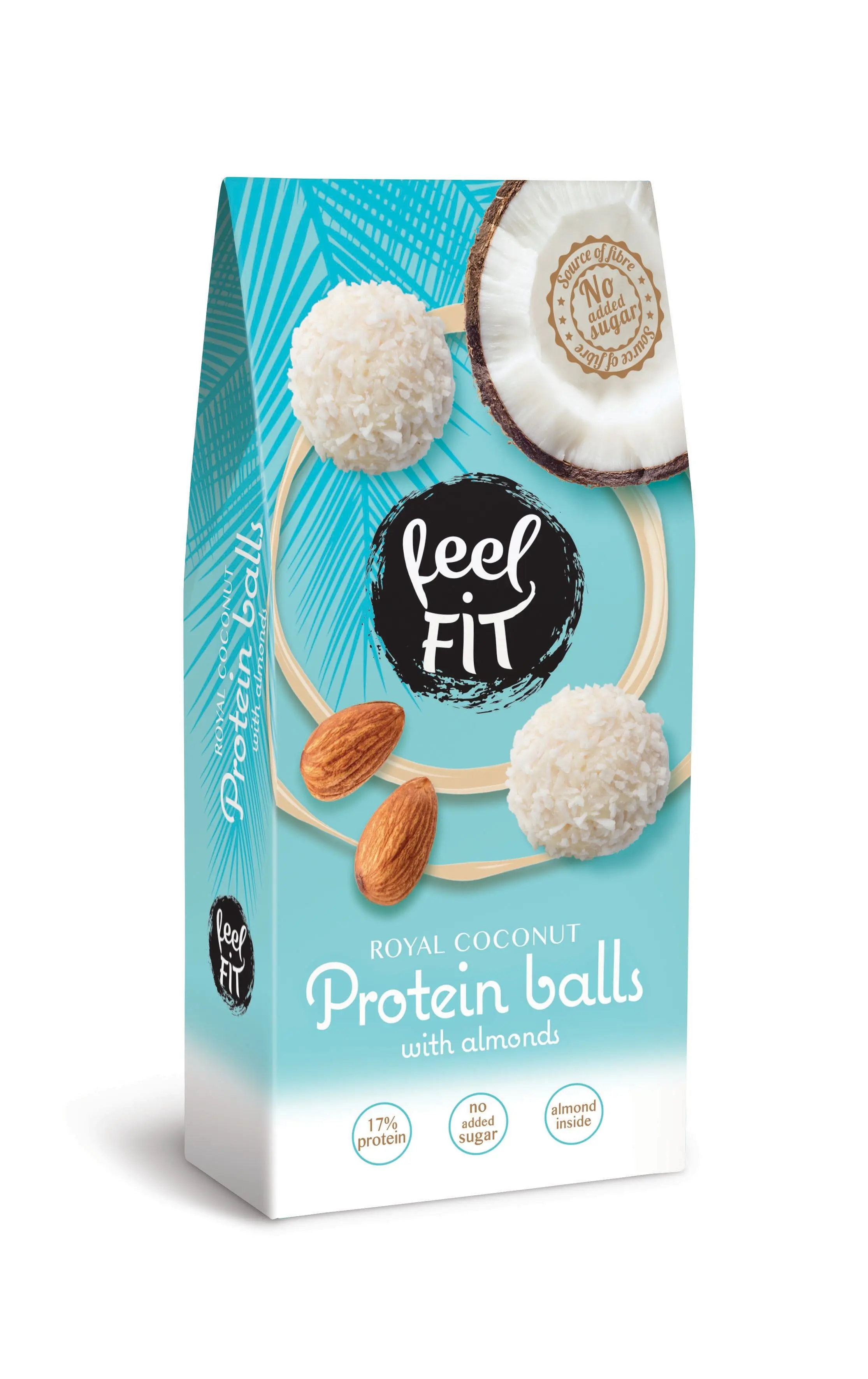 Feel FIT Royal Coconut Protein Balls With Whole Almond, 17% Protein, No Added Sugar, No Palm Oil 63g