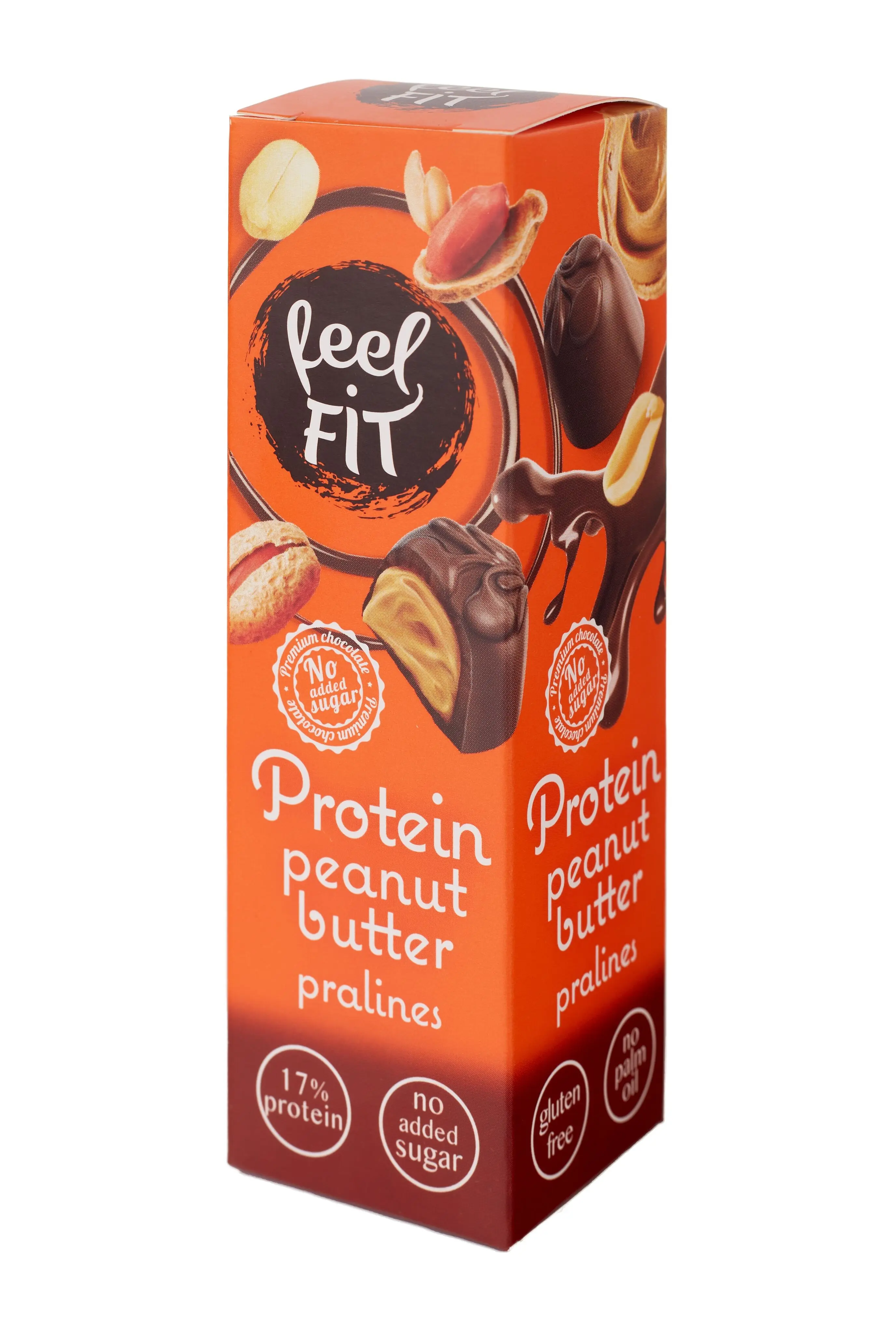 Feel FIT Protein Peanut Butter Pralines in Milk Chocolate, 17% Protein, No Added Sugar 33g