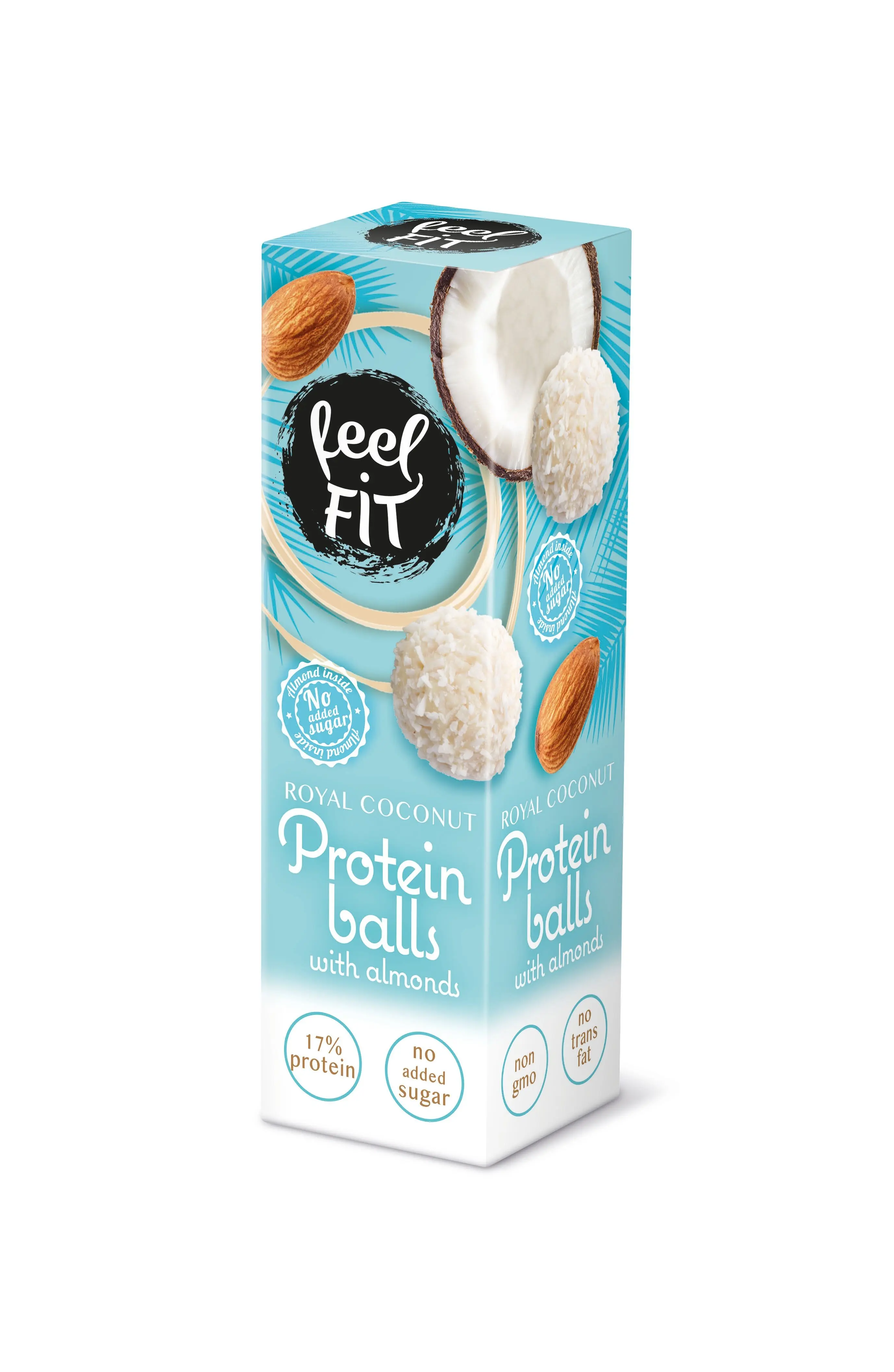 Feel FIT Royal Coconut Protein Balls With Whole Almond, 17% Protein, No Added Sugar, No Palm Oil 27g