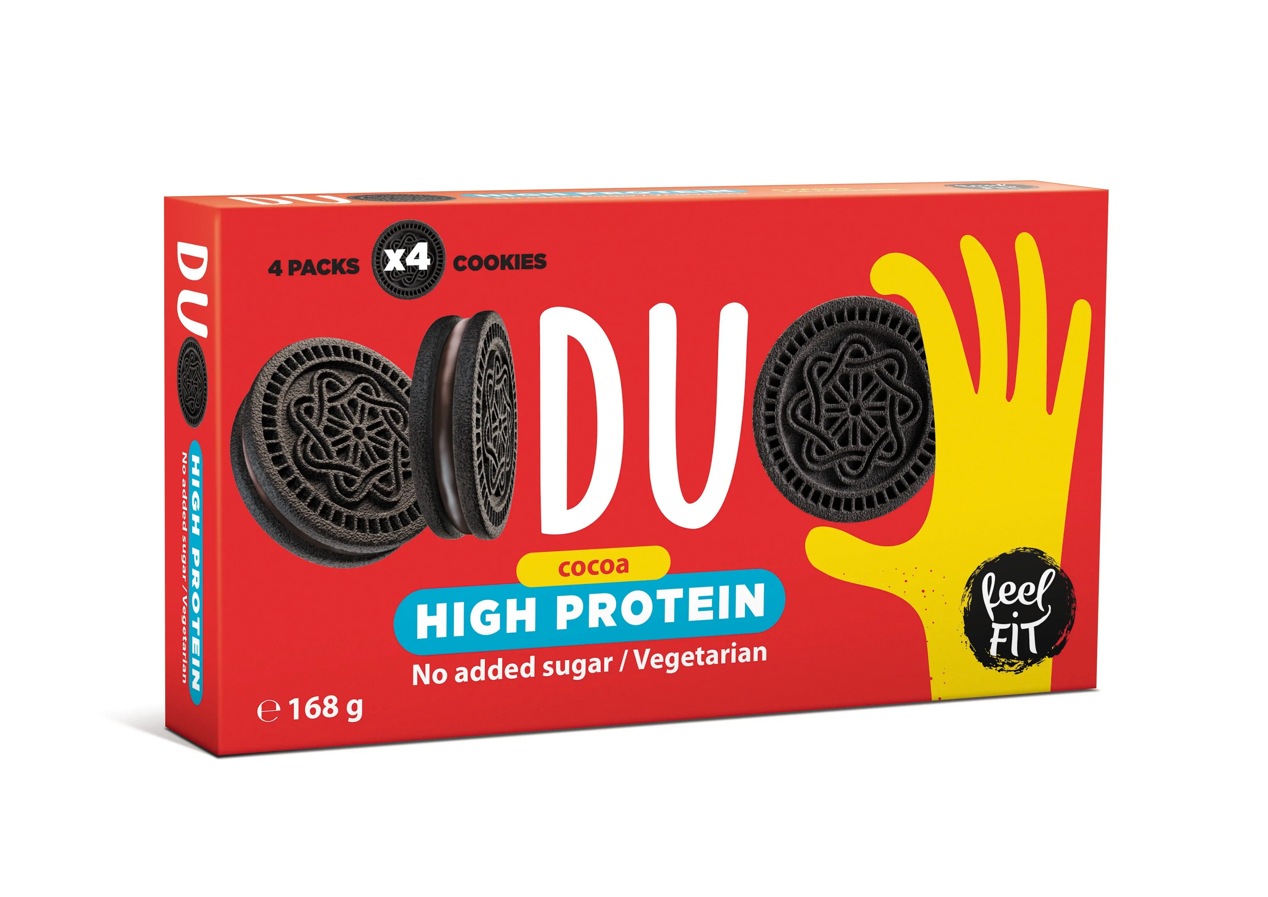 Feel FIT DUO High Protein Cookies Cocoa with Cream, 22% Protein, No Added Sugar 168g