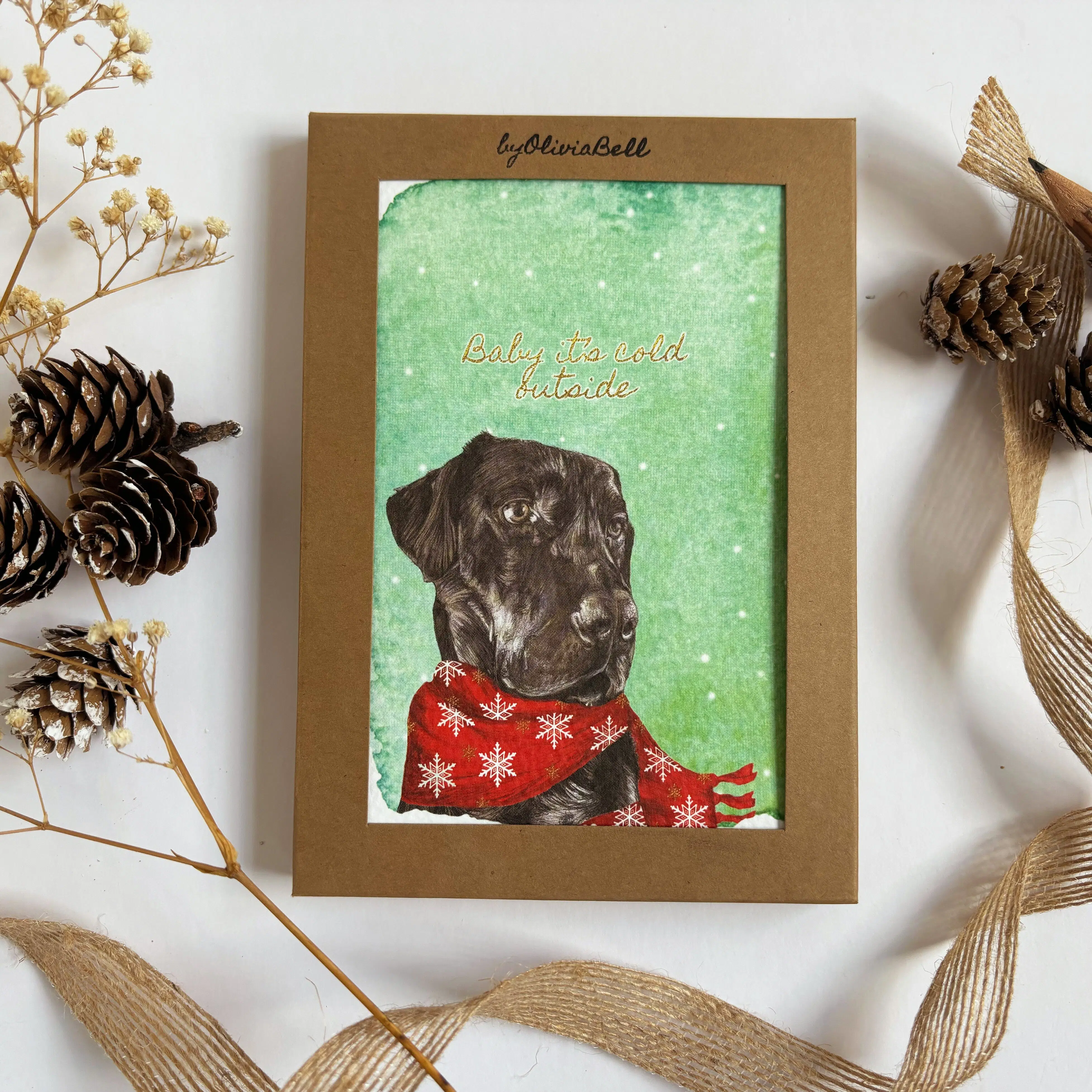 Pack de cartes de Noël avec lévrier, akita, flatty et labrador