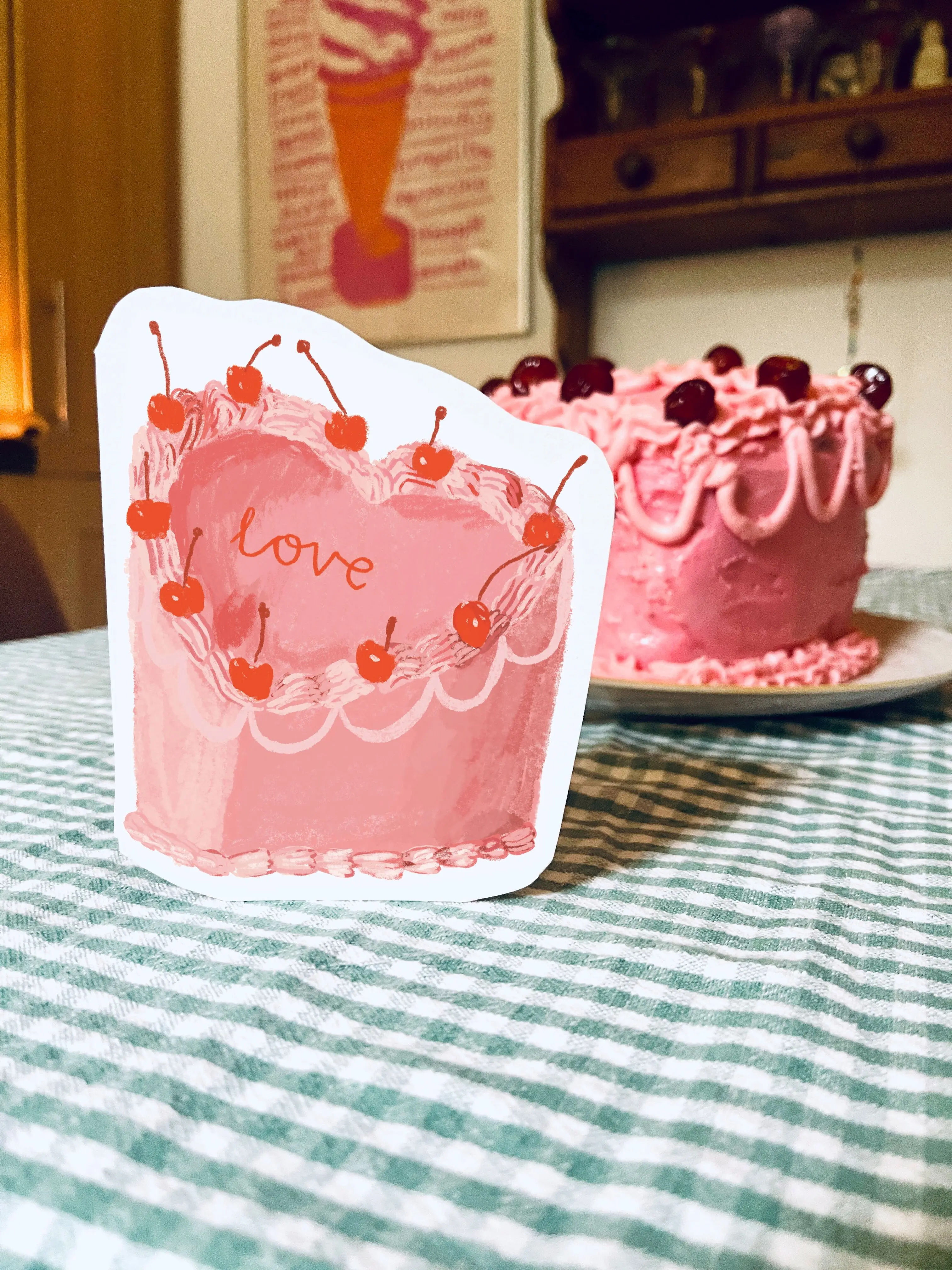 Love Heart Cake Valentine Card