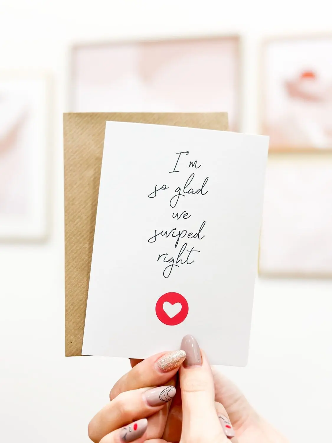Greeting card foldable - we swiped right