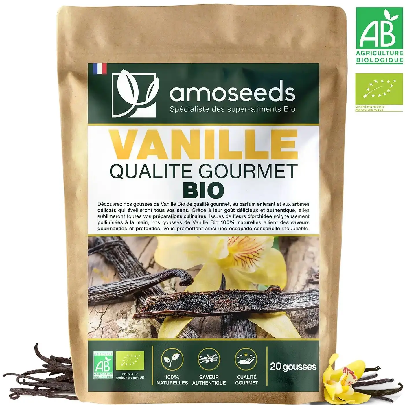 Bio-Vanille, Gourmet-Qualität | 20 Hülsen