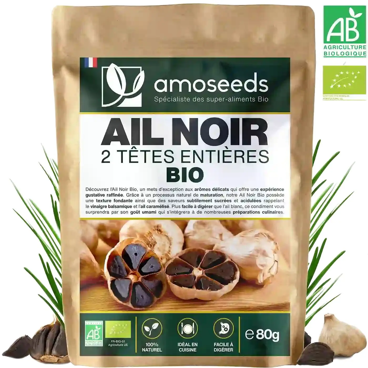 Bio-Schwarzer Knoblauch, 2 ganze Köpfe