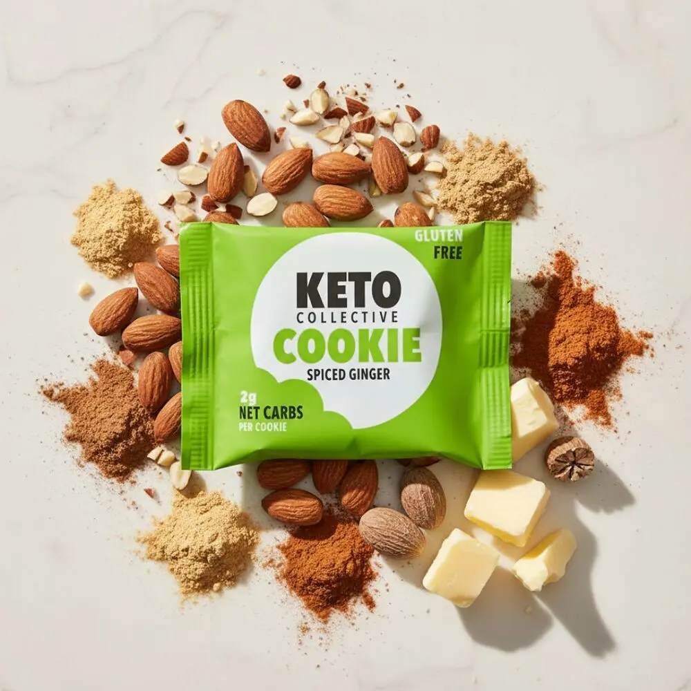 KETO COOKIES - NEW SPICED GINGER 2g NET CARBS - 12 x 30g COOKIES