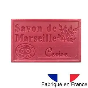 Marseille soap with organic olive oil - Cherry fragrance - 125g