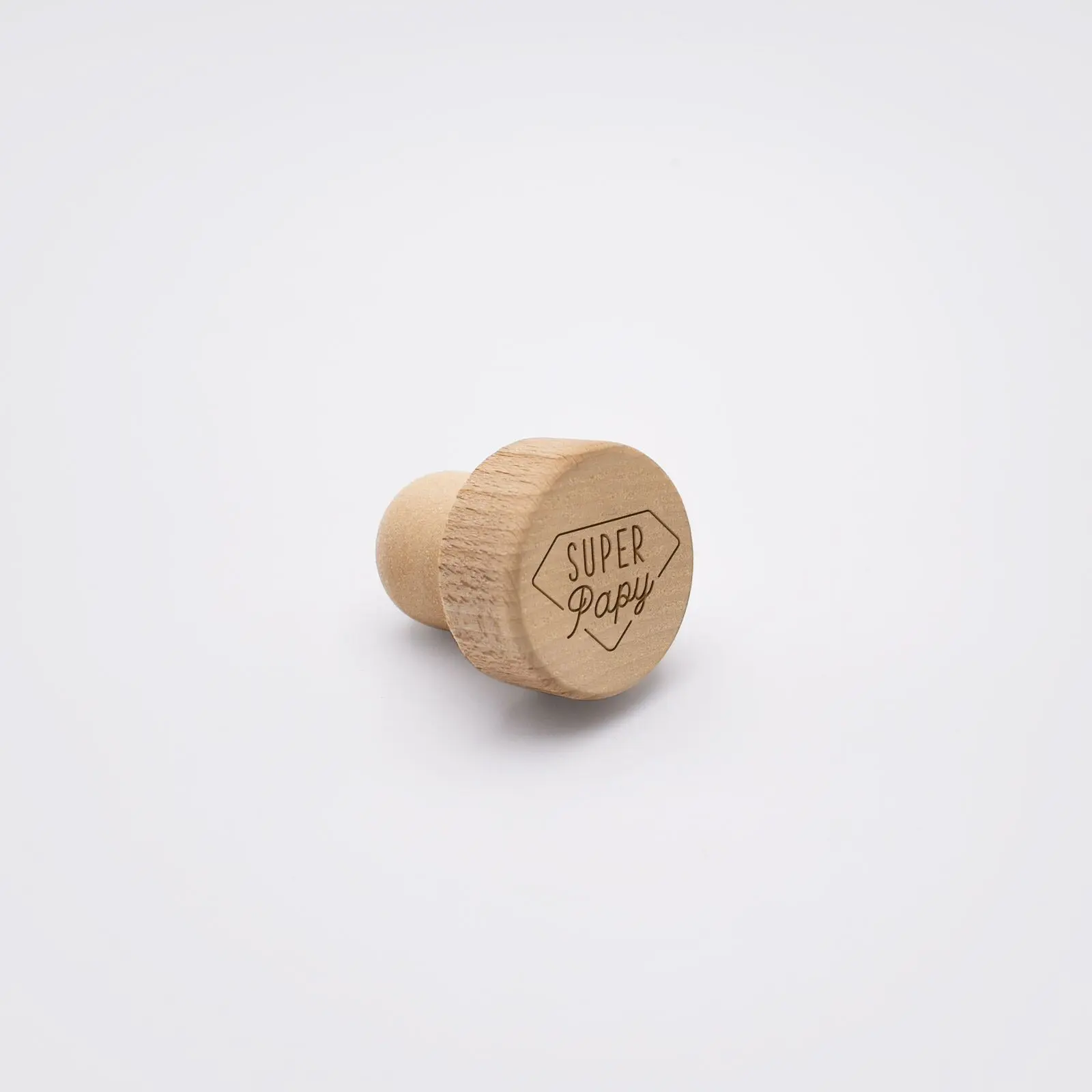 Bouchon de bouteille bois gravé - édition spéciale Super Papy""