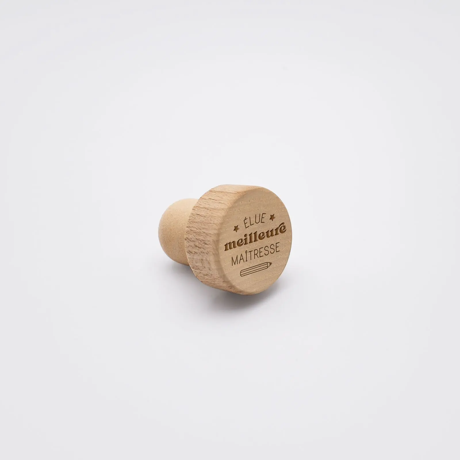 Bouchon de bouteille bois gravé - édition spéciale Maître - Maîtresse""