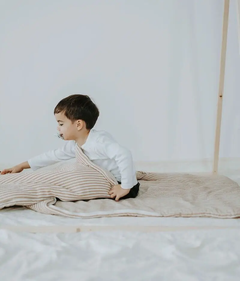 Caramel striped sleeping bag