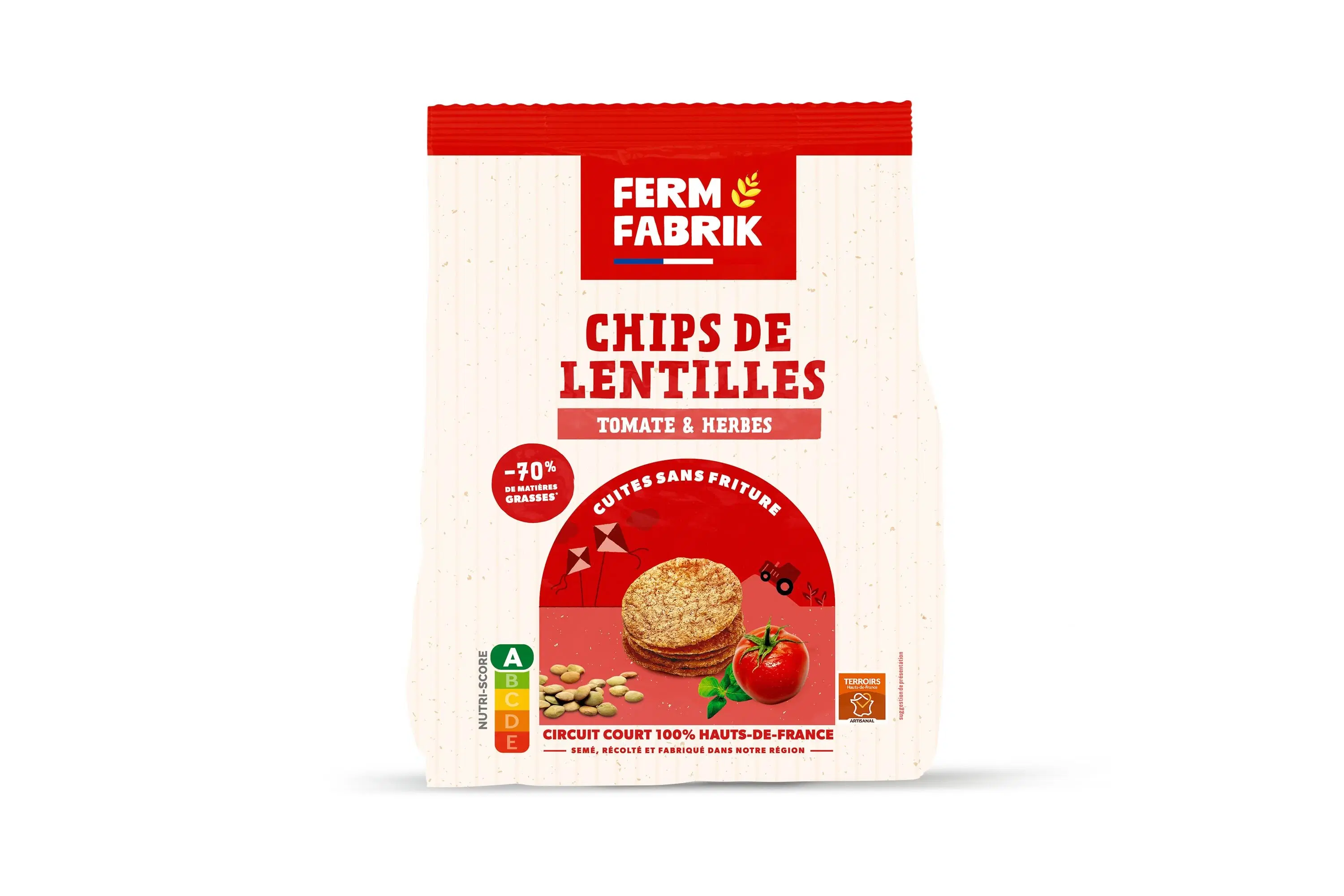 Artisanal Farm Lentil Chips - Tomato and Herb Flavor