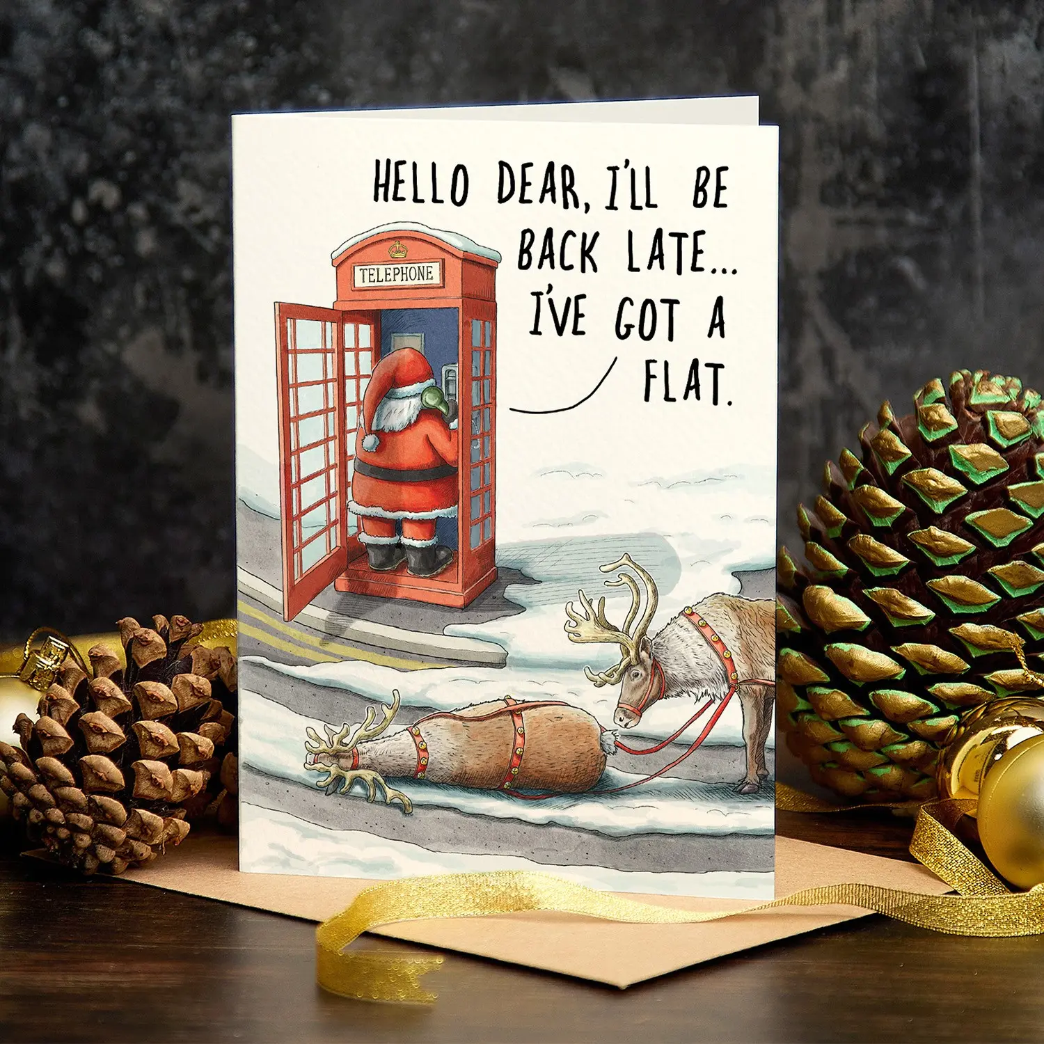 Reindeer Flat Christmas Card - Holiday Card