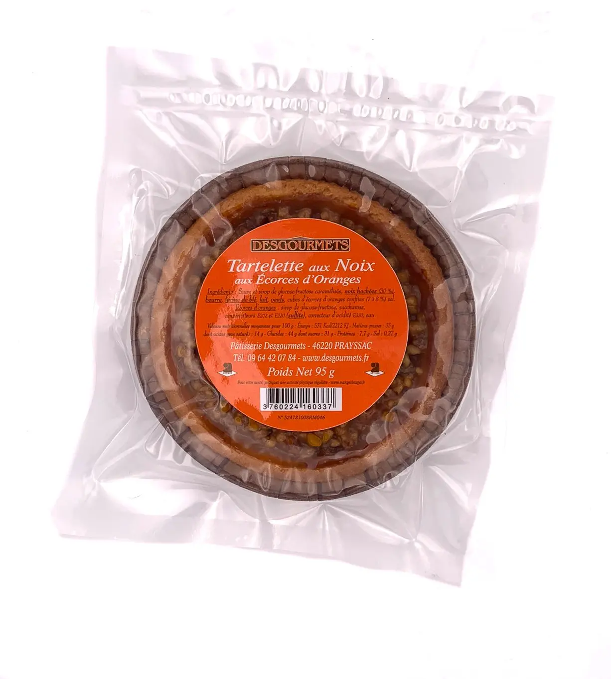 Tartlet with walnuts and candied oranges - 95 gr