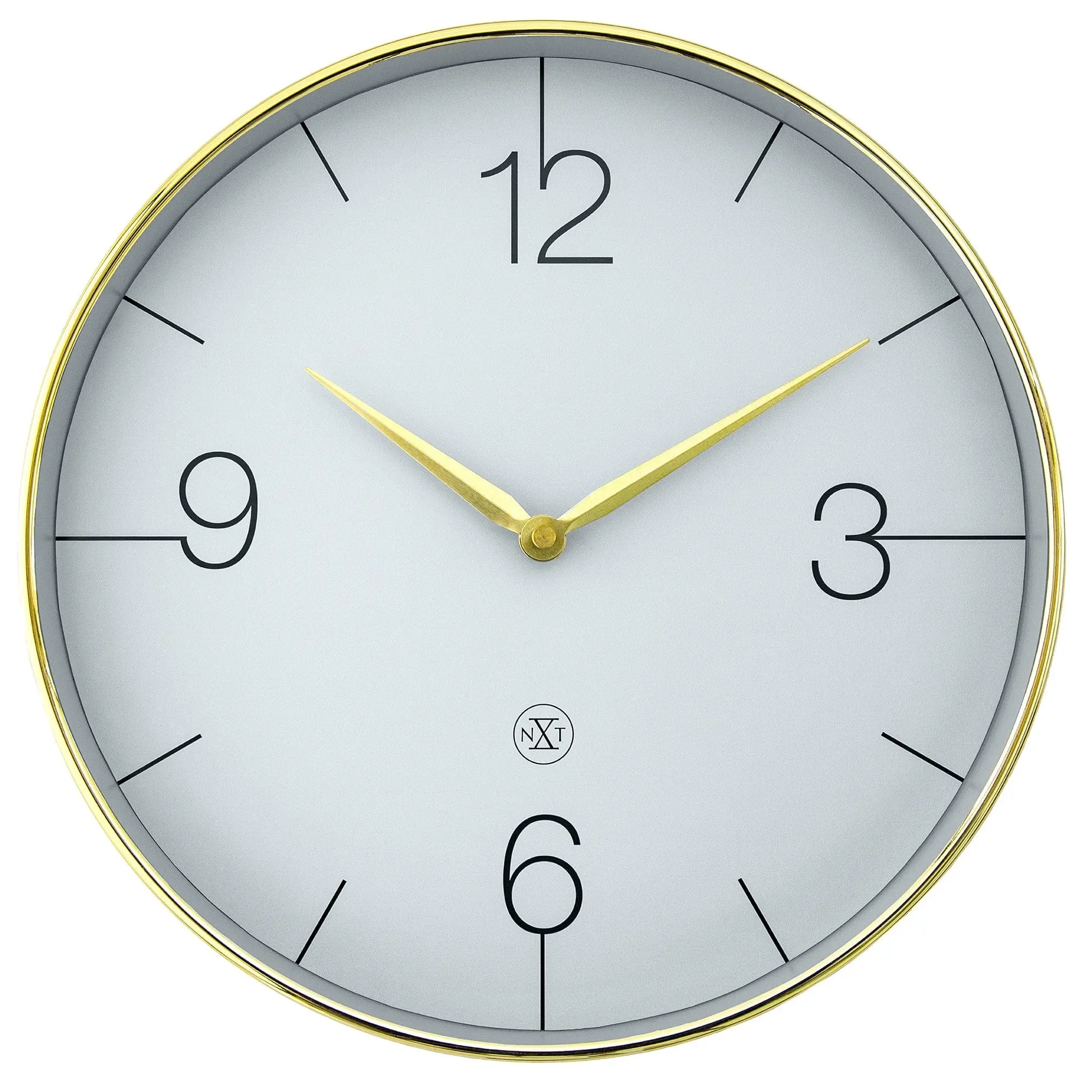 Wall clock 30.5cm-Silent-Gold/Chrome/Grey-Plastic-nXt 'Finesse'