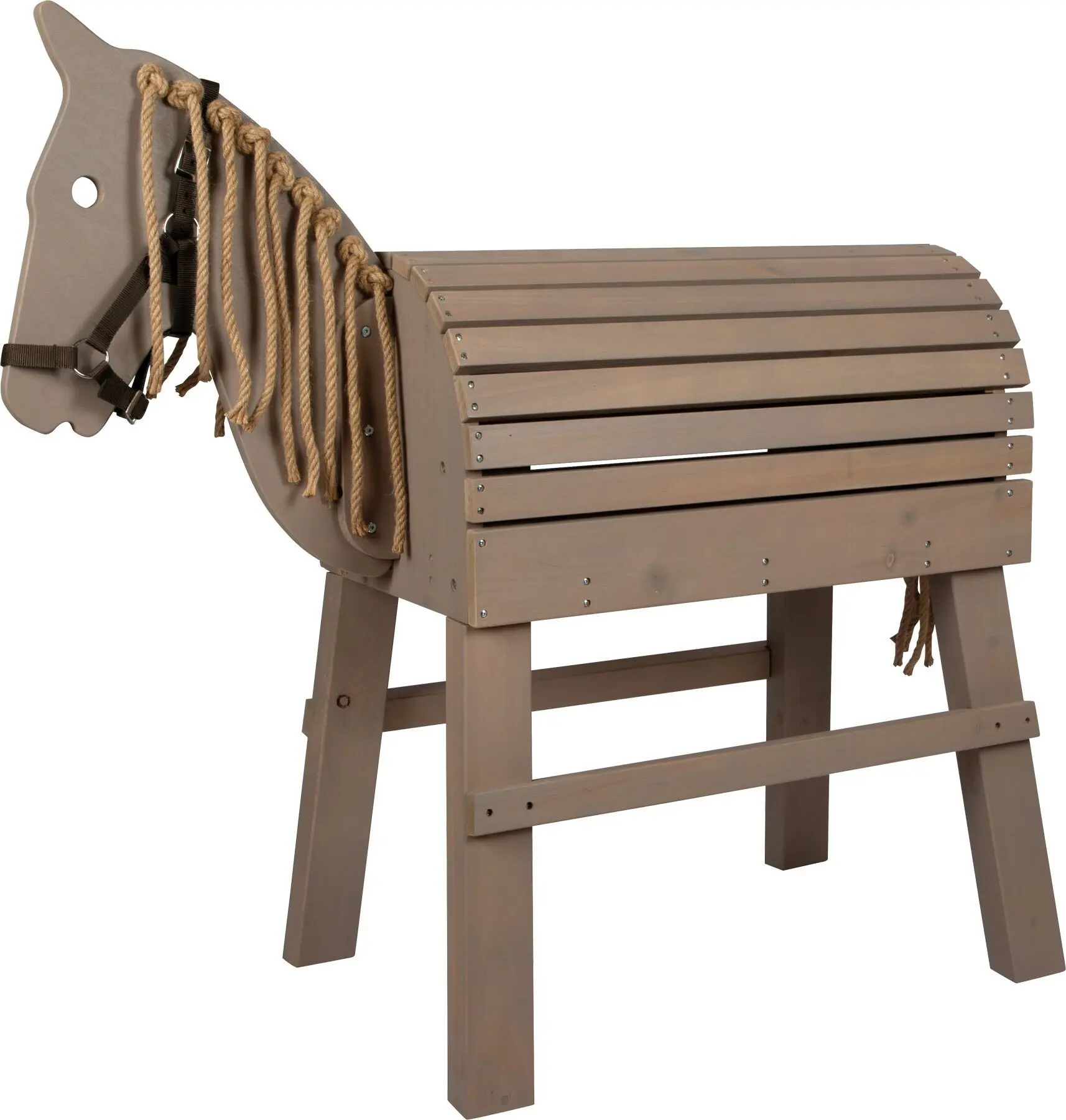 Cavallo di legno grigio | cavallo da equitazione | Legna