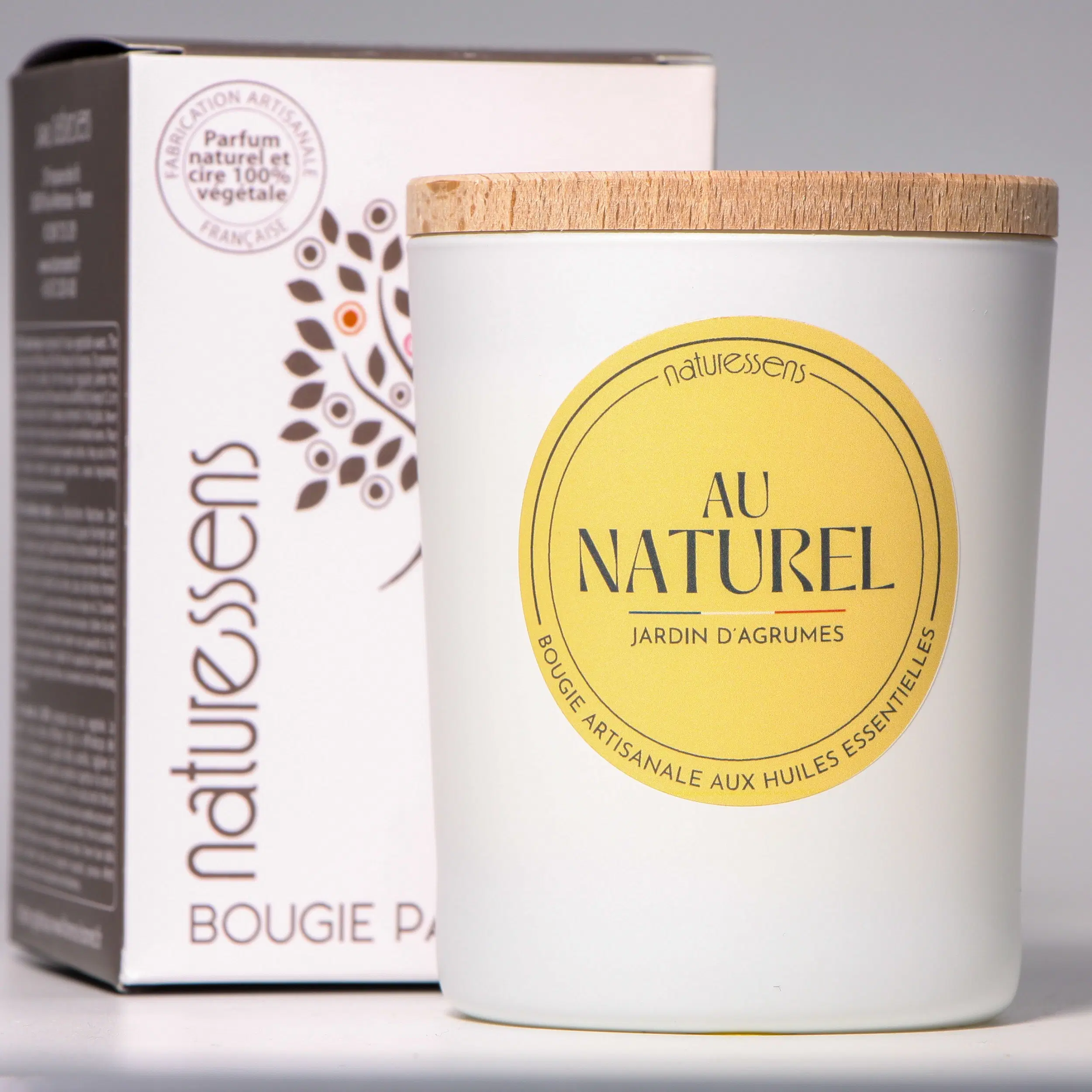 Duftkerze, Pflanzenwachs, Zitrusgarten, 165 g – Kollektion „Natur“.