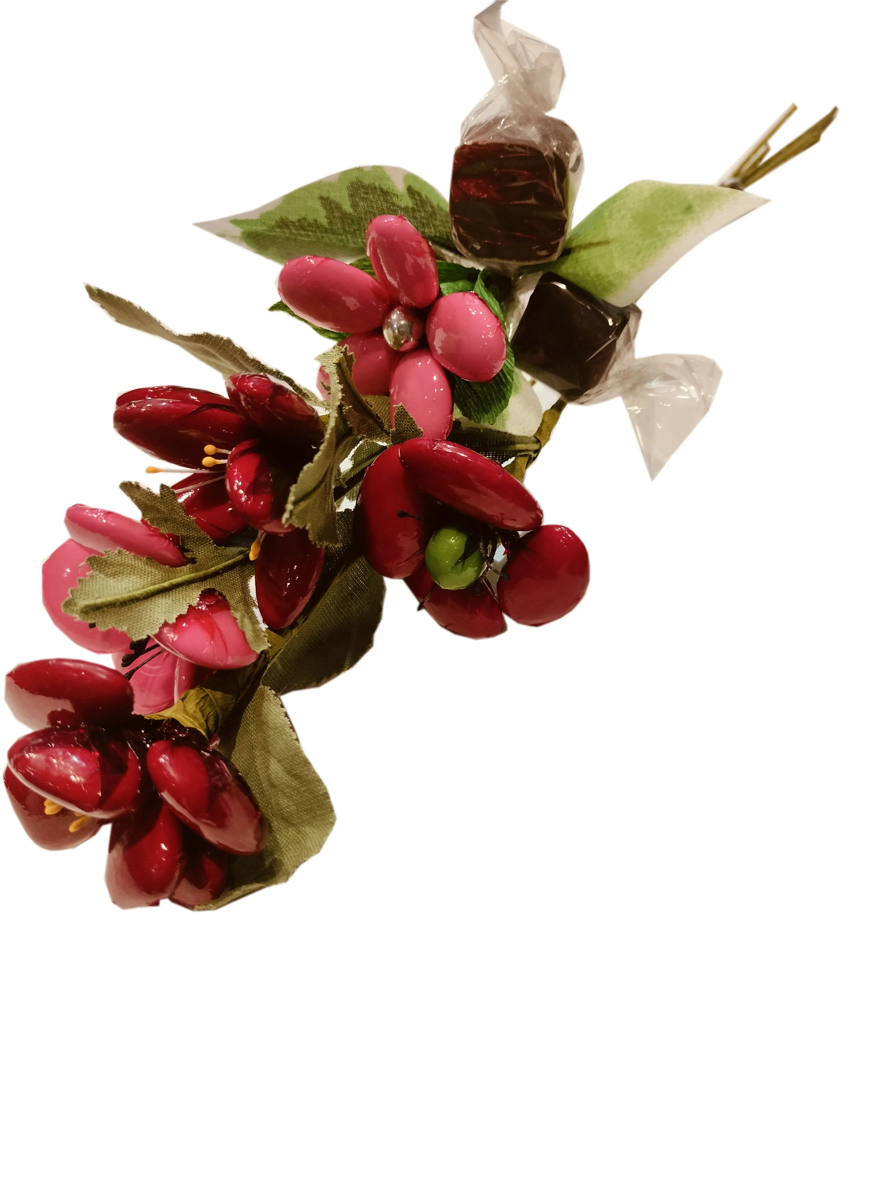 Cascade of love bouquet, chocolate dragees and chocolates