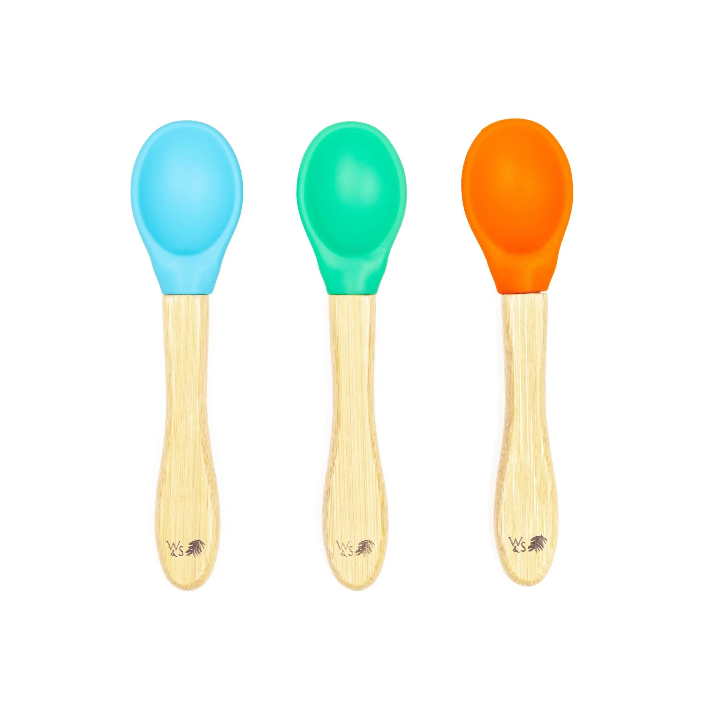 Baby Bambus Entwöhnungslöffel - 3er Set - Blau, Grün & Orange