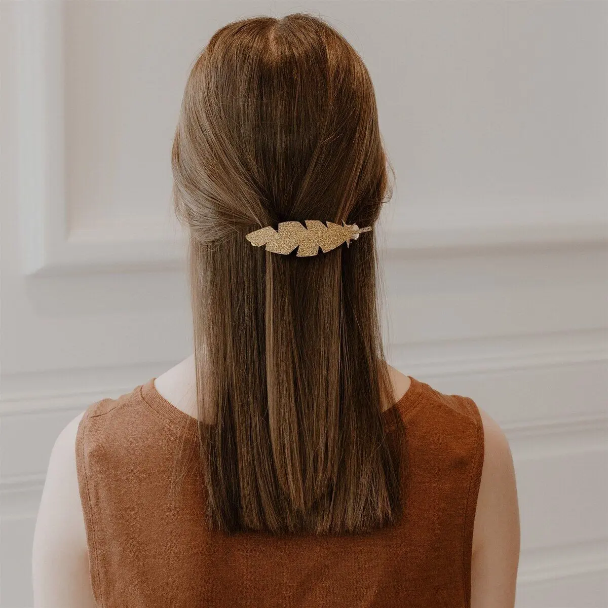 Clip barrette - feather