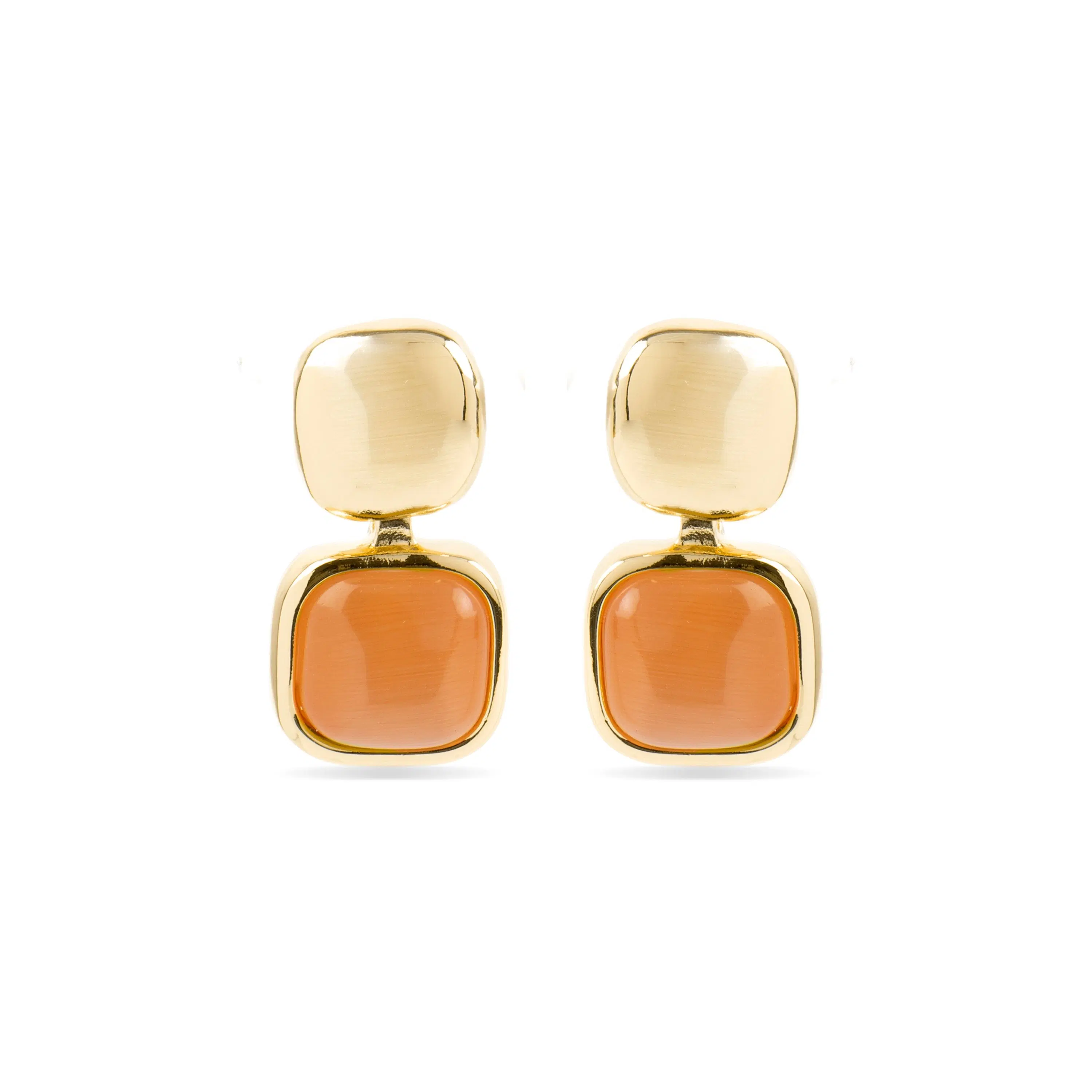 Luxenter Earrings with Orange Cat's Eye 18k Gold Finish - Laroi