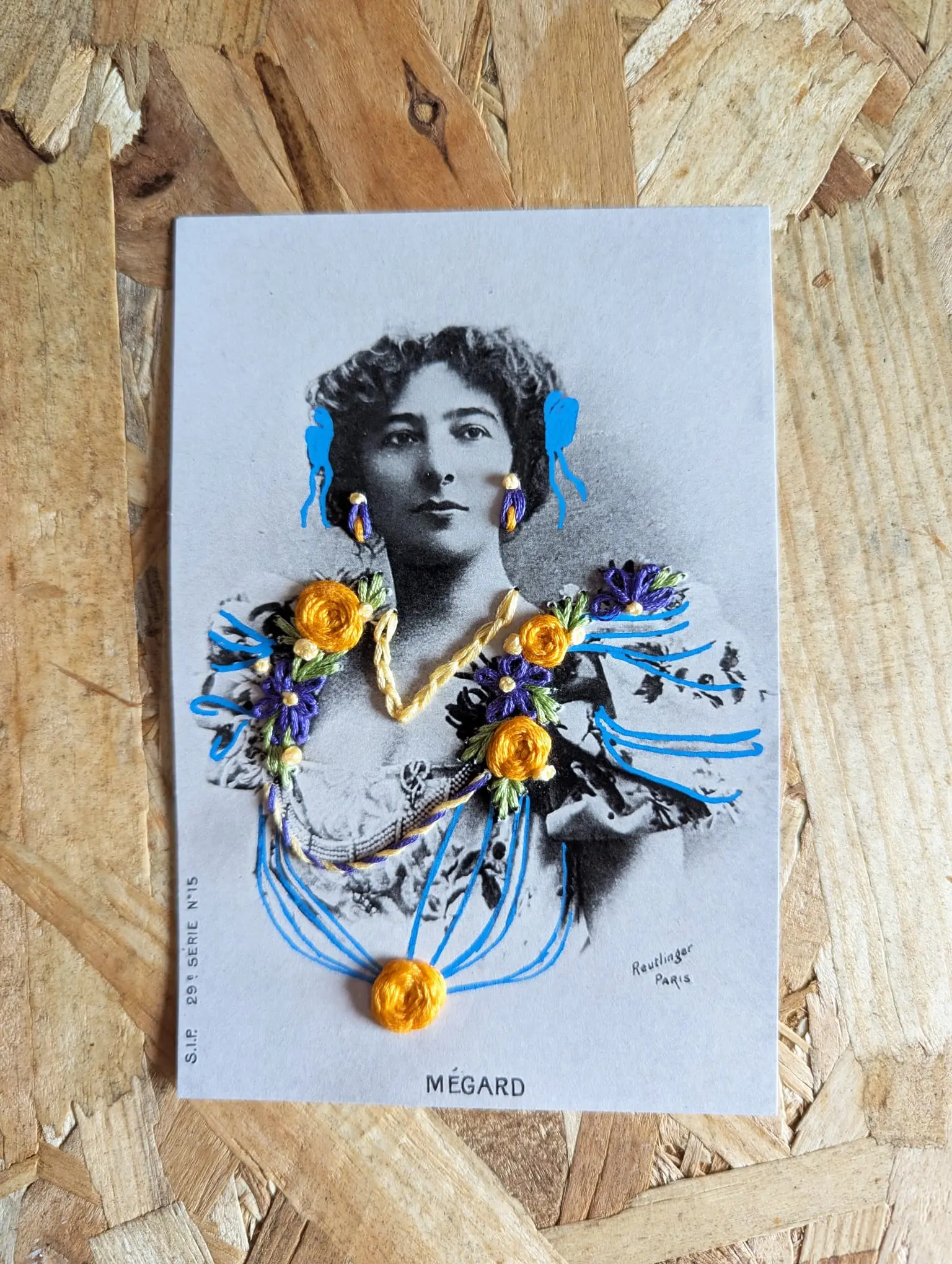 mini paper embroidery kit – floral portrait