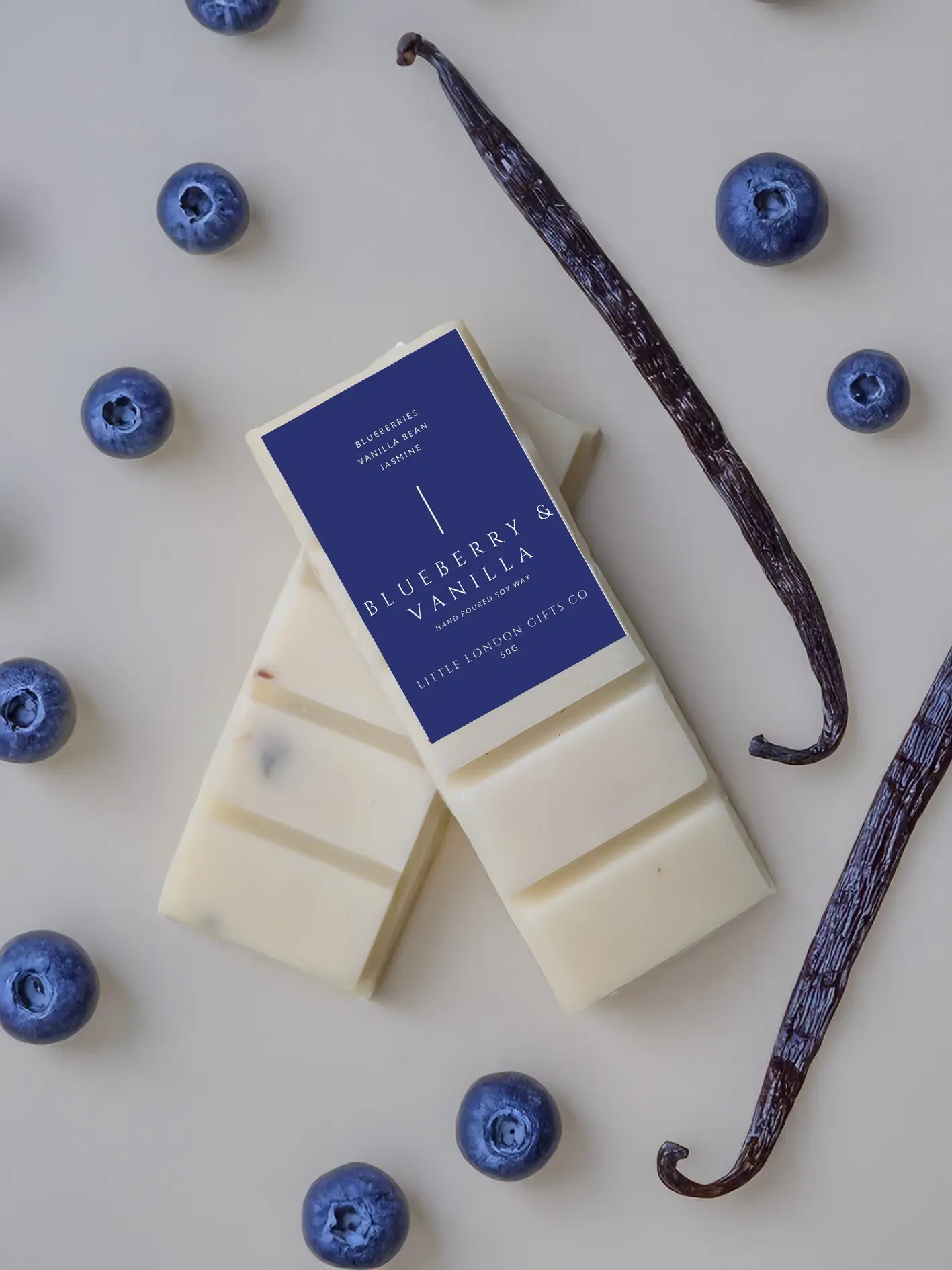 Botanical Wax Melt Snap Bars, Blueberry & Vanilla  - 50g Snap Bar