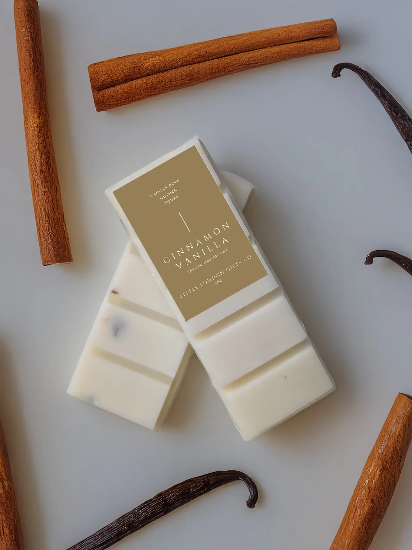 Botanical Wax Melt Snap Bars, Cinnamon Vanilla  - 50g Snap Bar