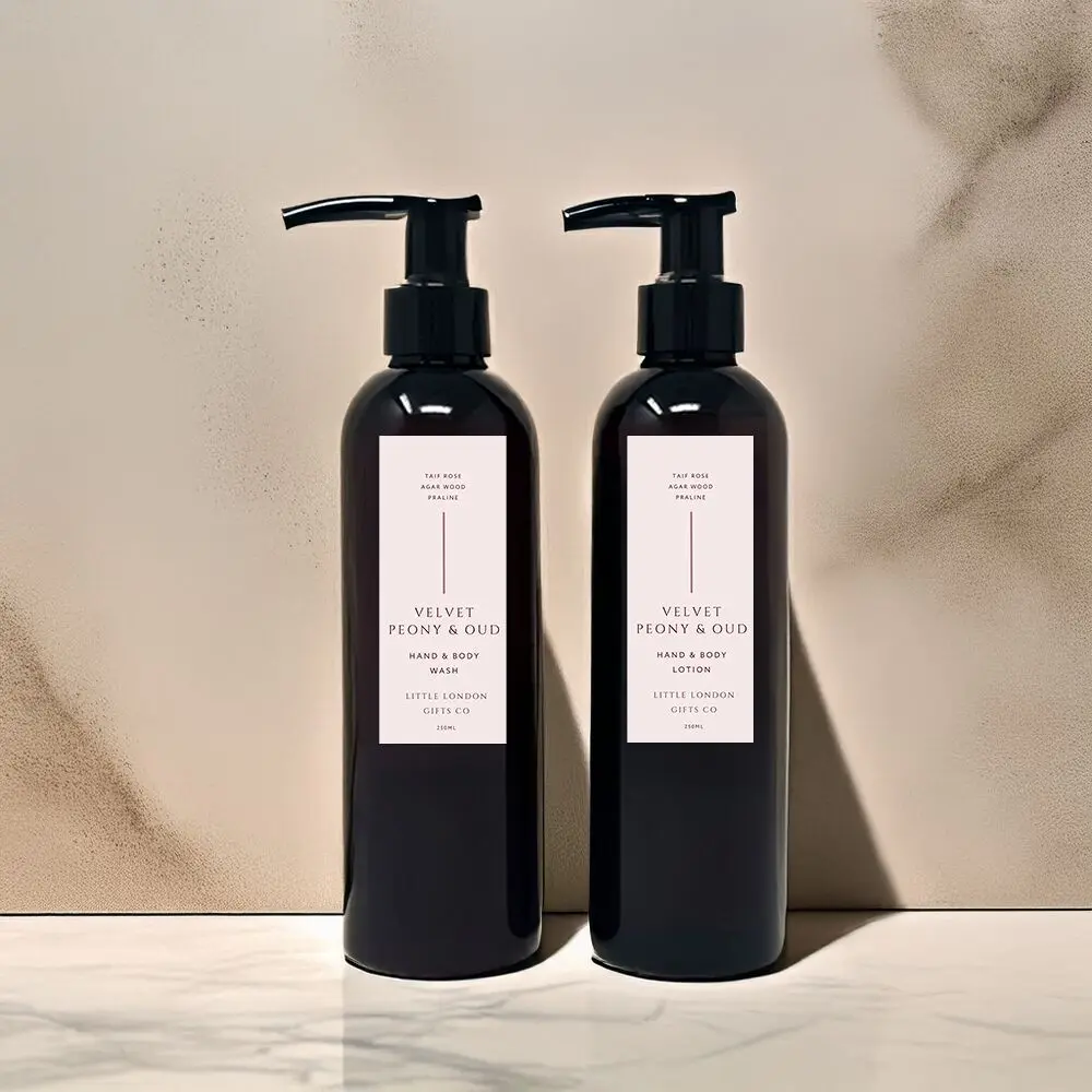 Hand & Body Soap & Lotion Set, 2x 250ml, Velvet Peony & Oud, Vegan, Paraben Free