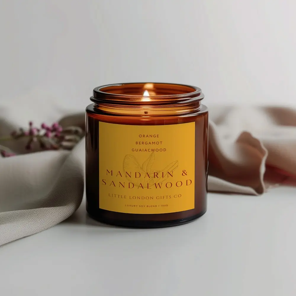 Soy Wax, Vegan Friendly Candle, Mandarin & Sandalwood, 100g
