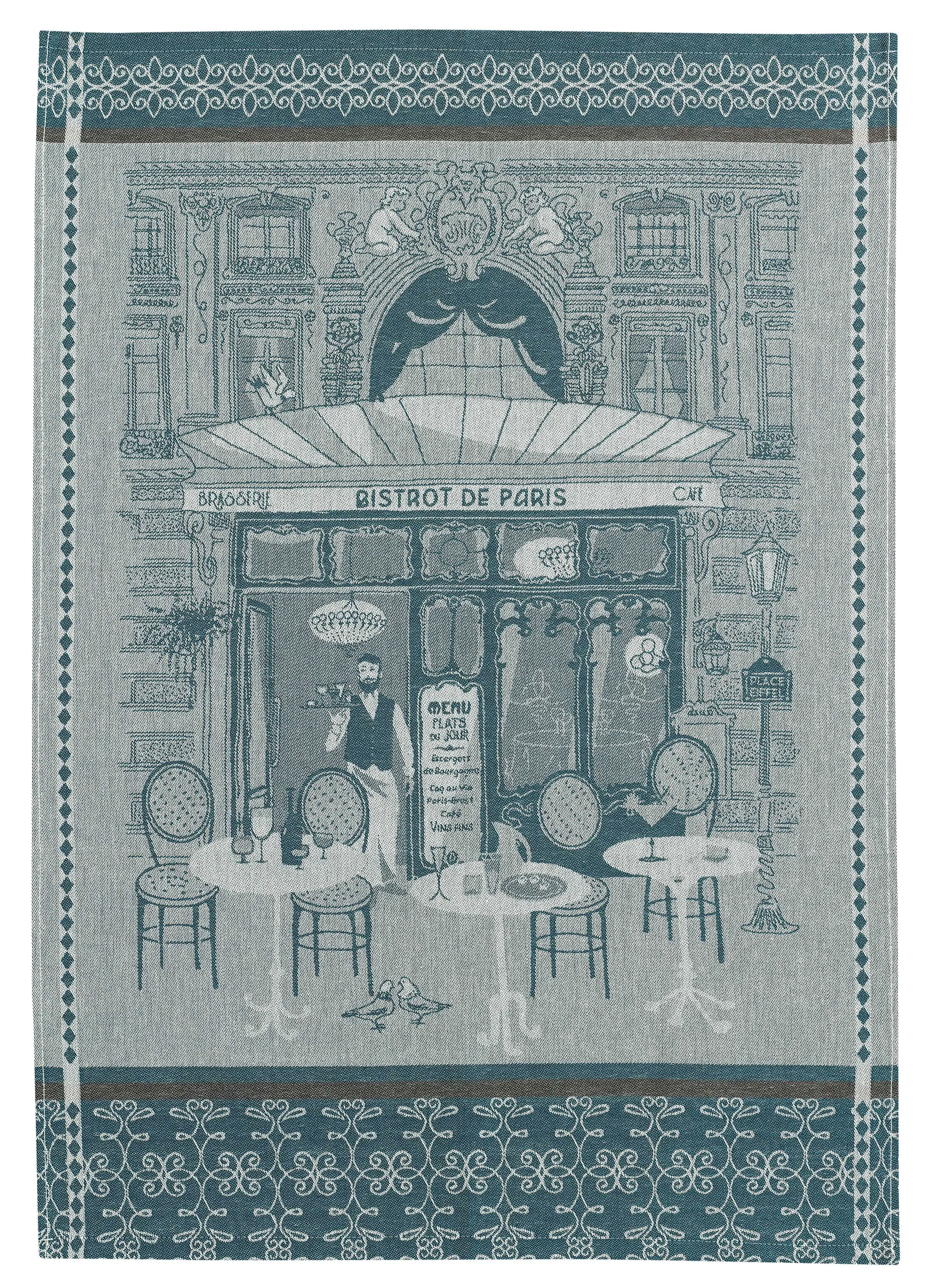 Bistrot Blue Jacquard Tea Towel 50 x 70