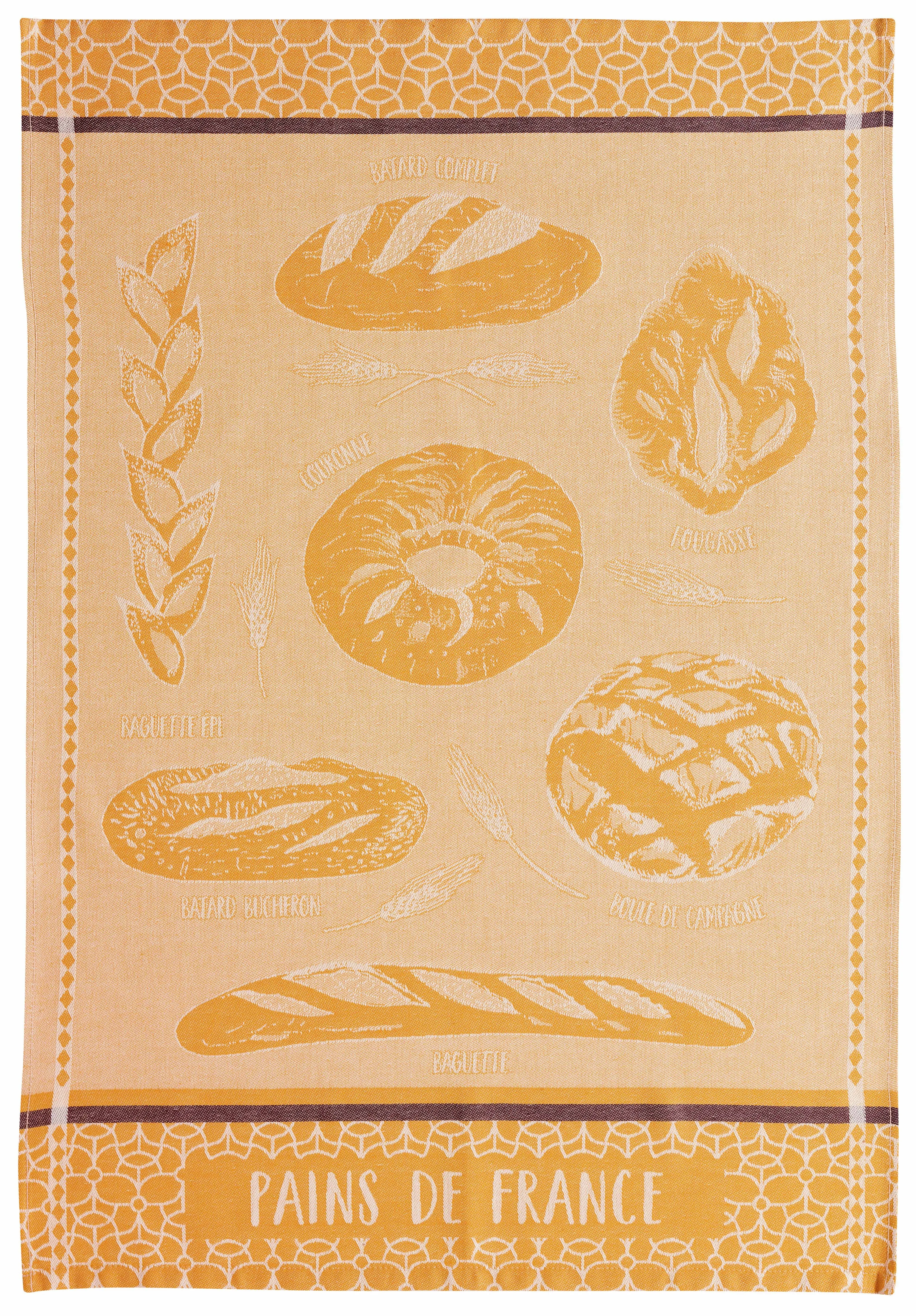 Jacquard tea towel Les pains Ocre 50 x 70