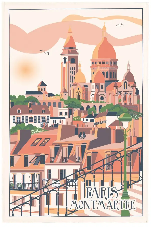 Village Montmartre Tea Towel Ecru 48 x 72