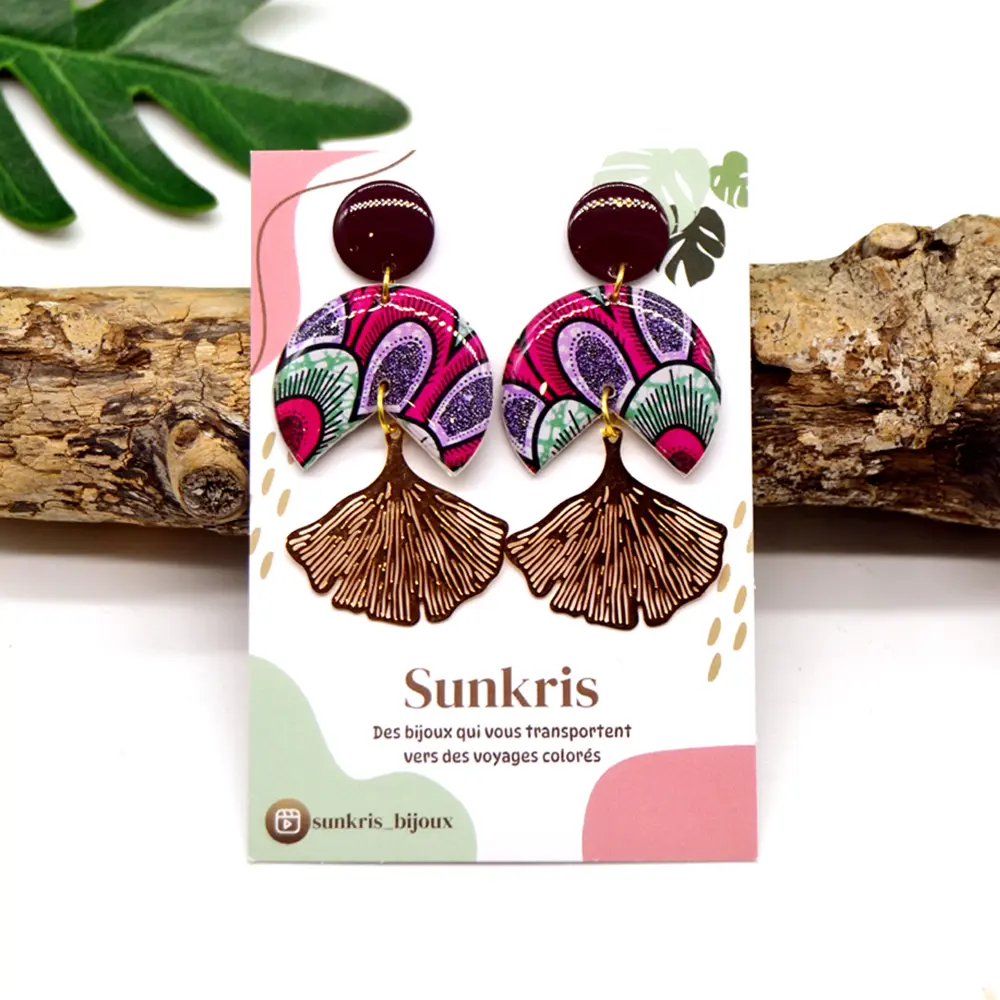 Stainless Steel and Resin Dangle Earrings – Colorful Wax Inspired Design
