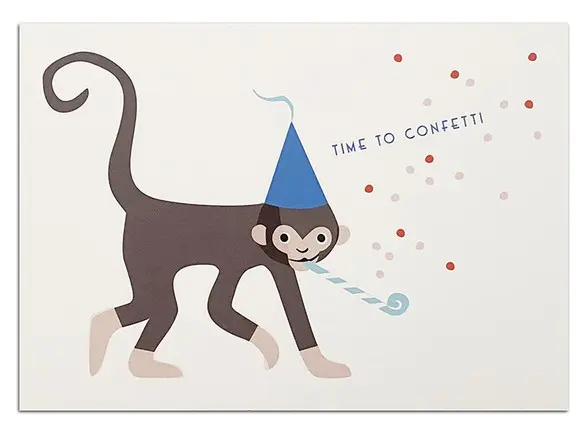 Monkey + Confetti Postcard