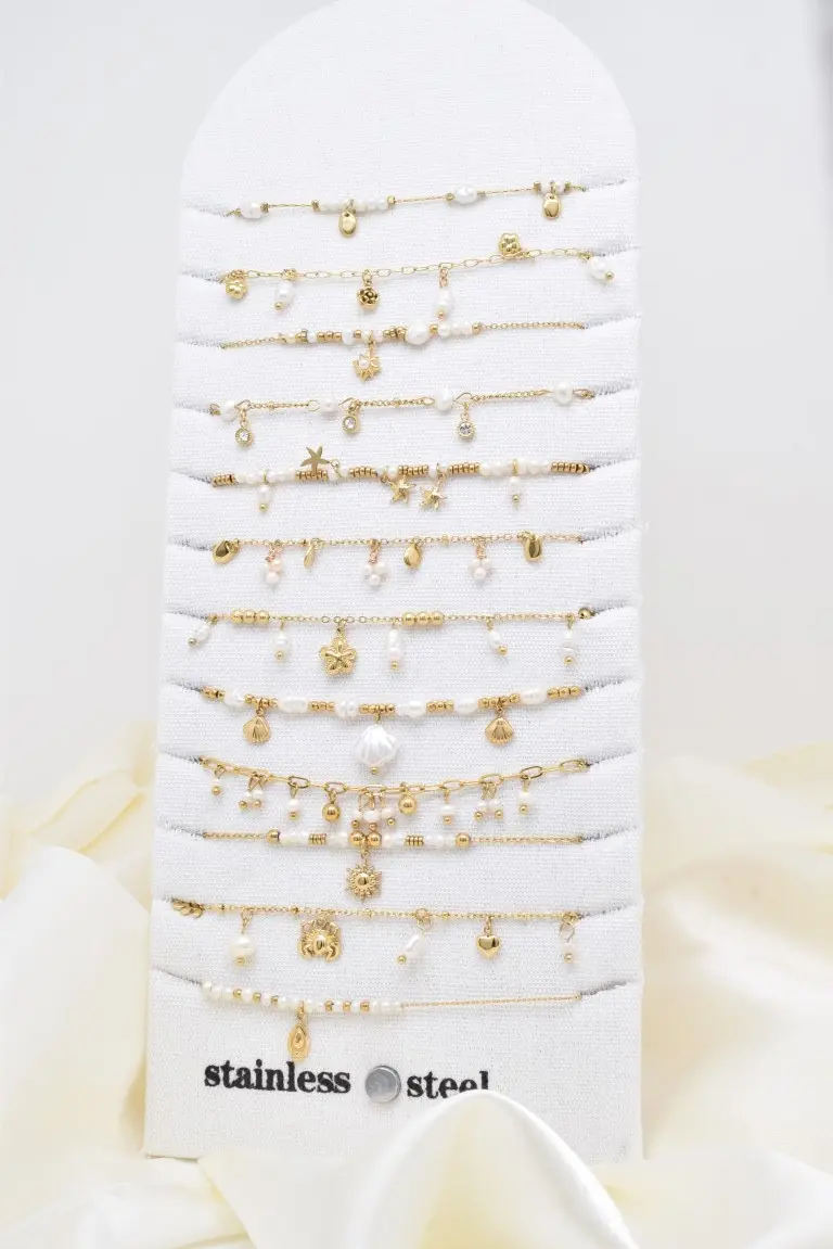 Bracelet perle d'eau douce en acier inoxydable - BR210240